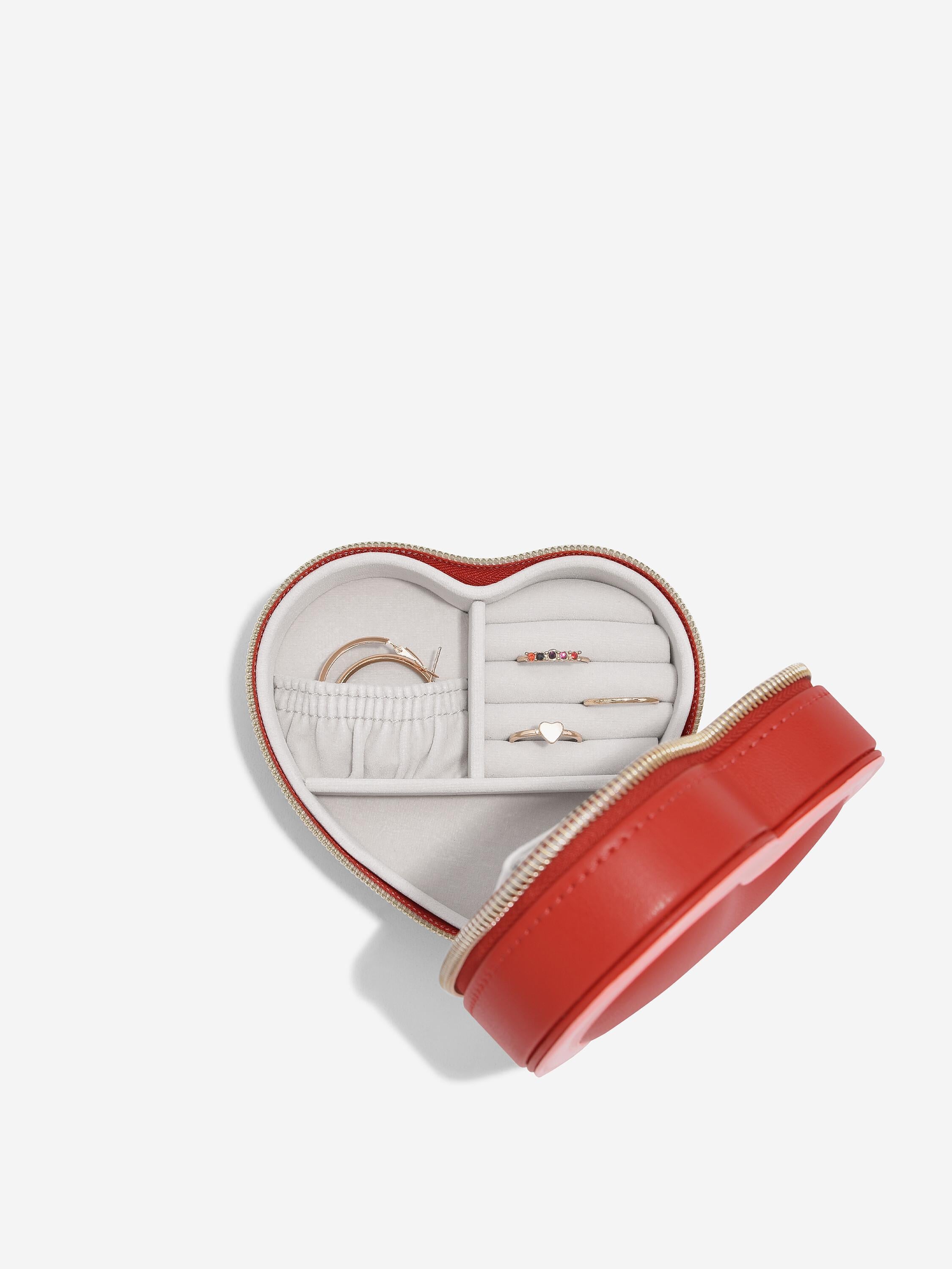 Stackers Heart Travel Jewellery Box Red