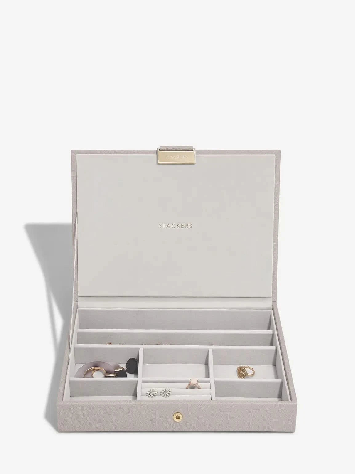 Stackers Deksel voor Klassieke Juwelendoos Taupe Raffia - Mystackers