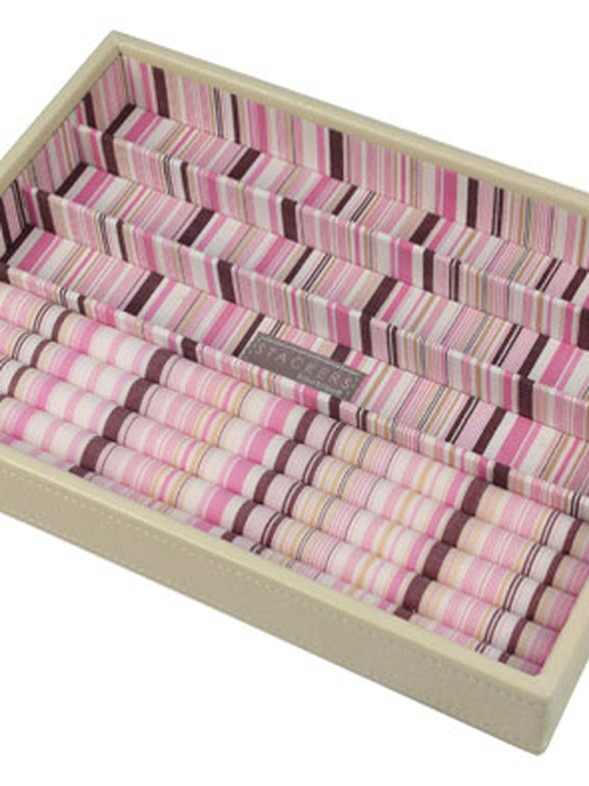 Stackers Horloge & Accessoirelaag voor Klassieke Juwelendoos Beige Gestreept - Mystackers