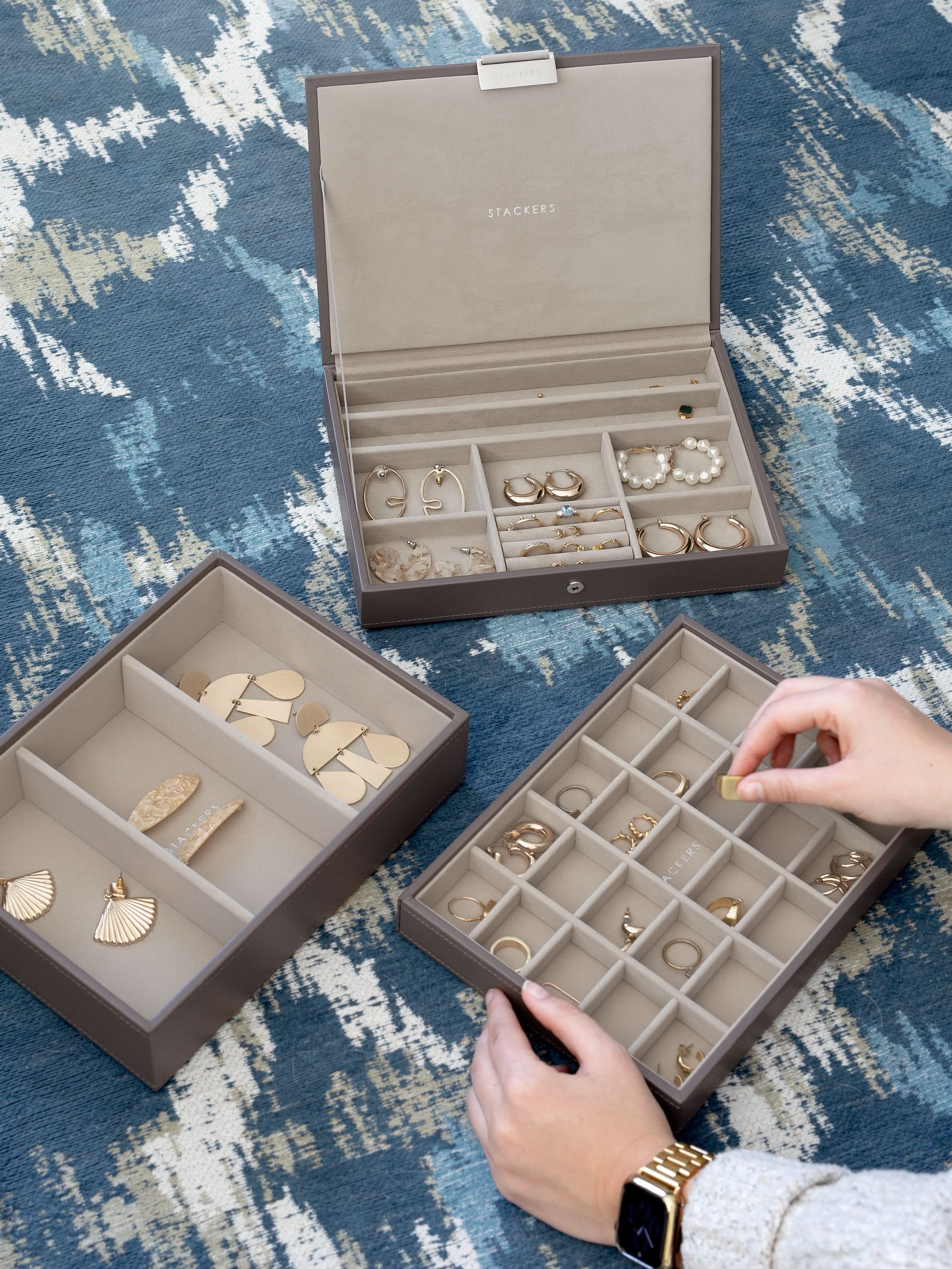 Stackers Klassieke Juwelendoos Set van 3 Zachtbruin - Mystackers
