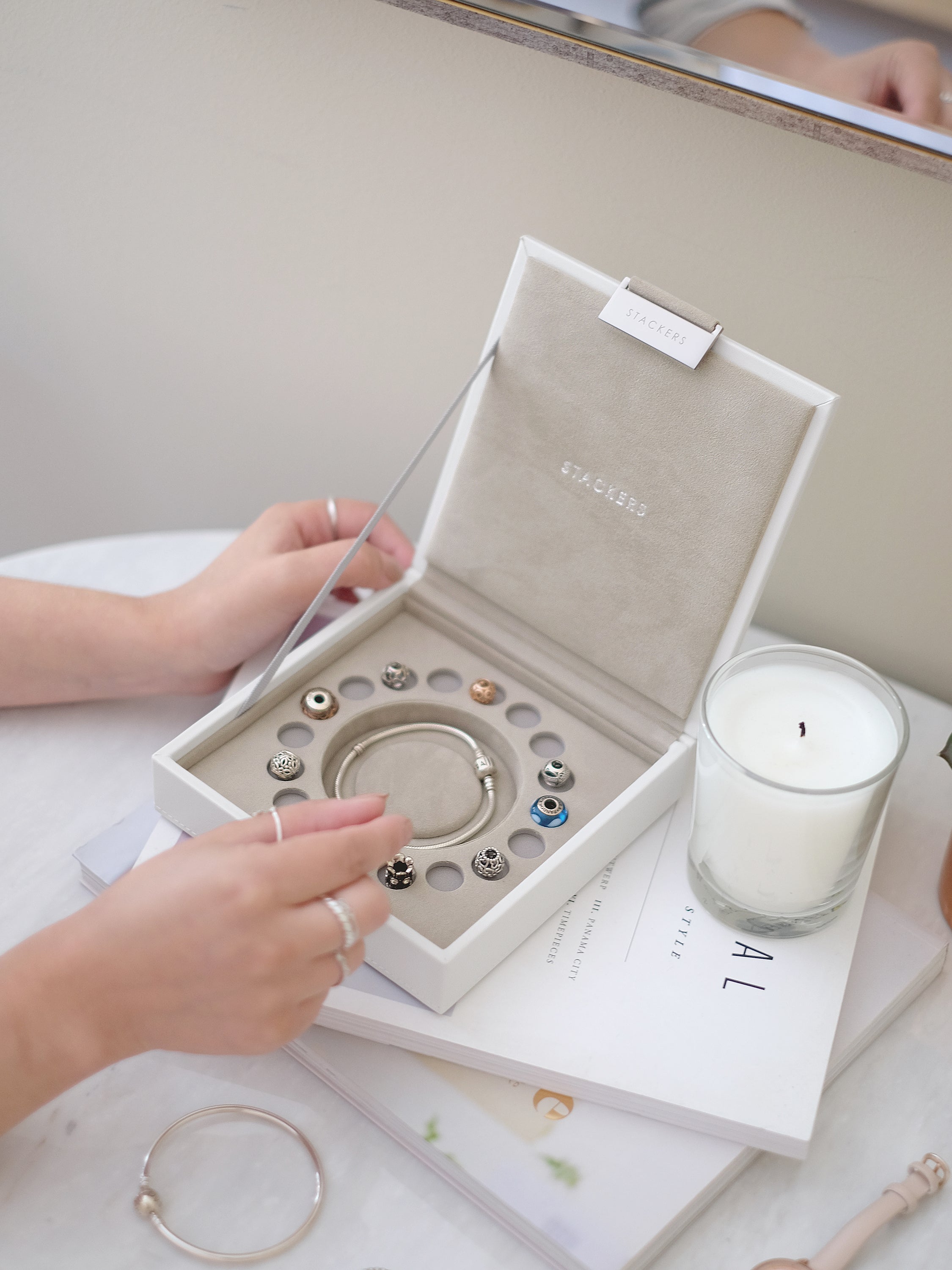 Stackers Couvercle de Boîte à bijoux pour breloques/charms Blanc