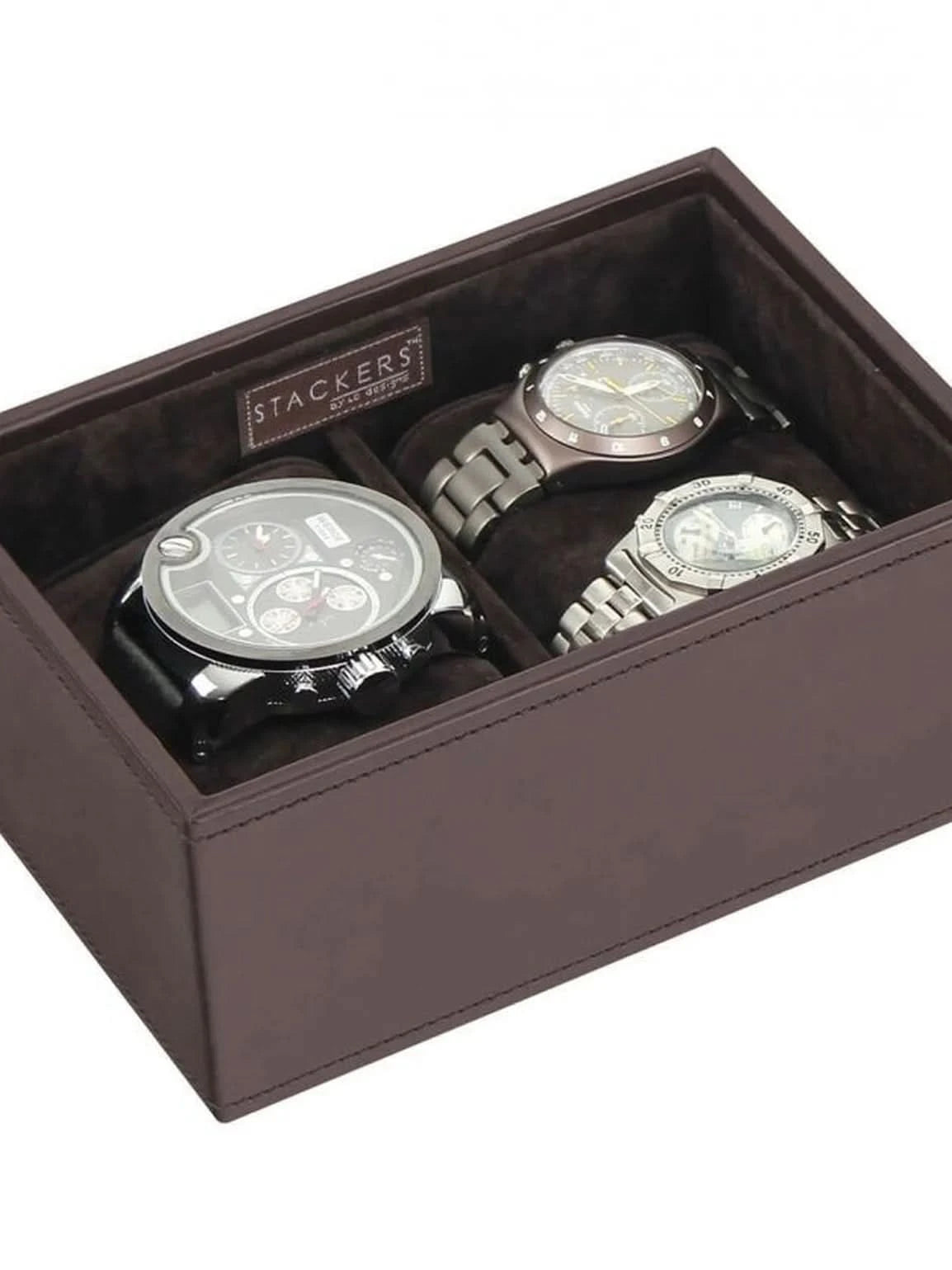 Stackers Mini Juwelendoos Set van 2 Bruin Fluweel - Mystackers