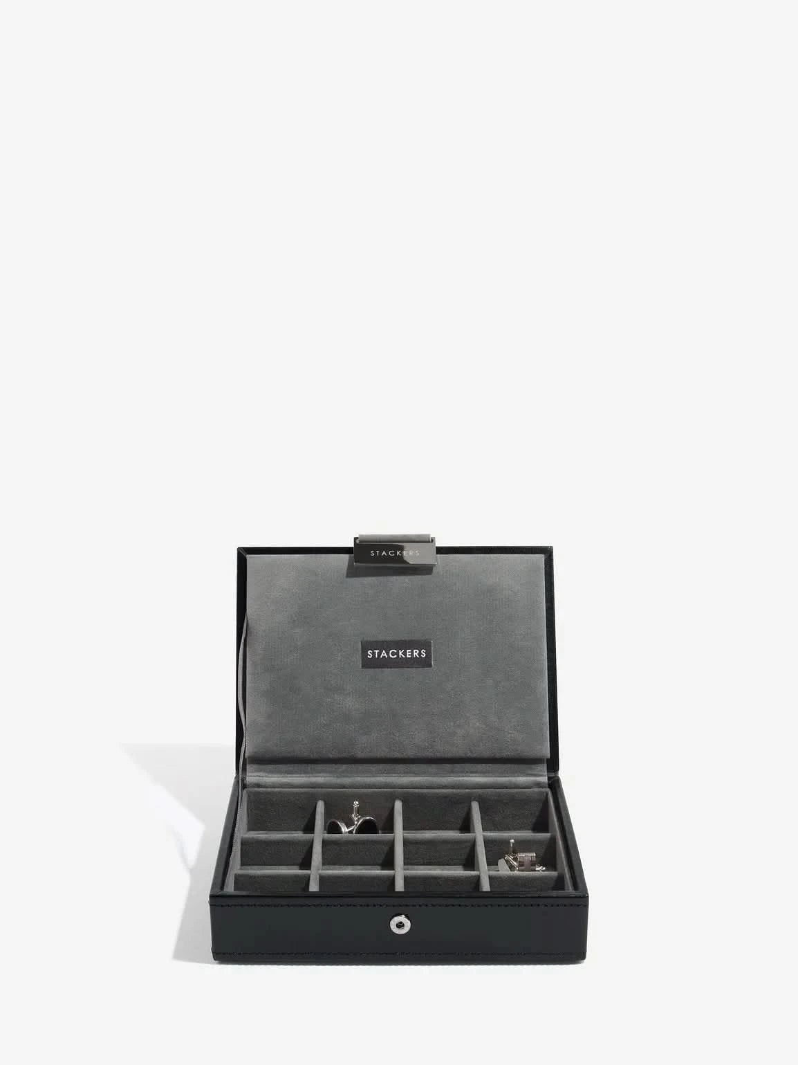 Stackers Mini Set van 2 - Horloge- & Manchetknopendoosje Zwart Fluweel - Mystackers