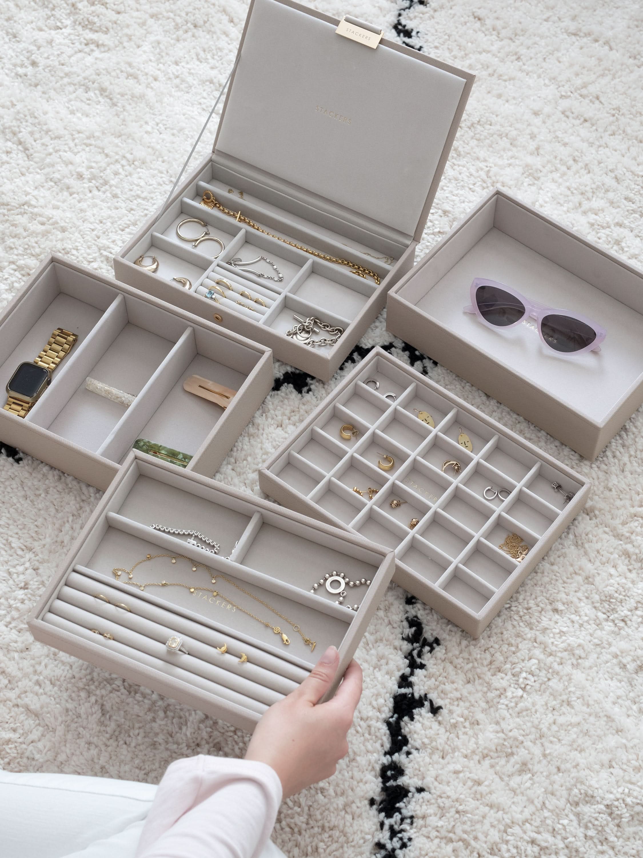 Stackers Klassieke Juwelendoos Set van 5 Taupe - Mystackers