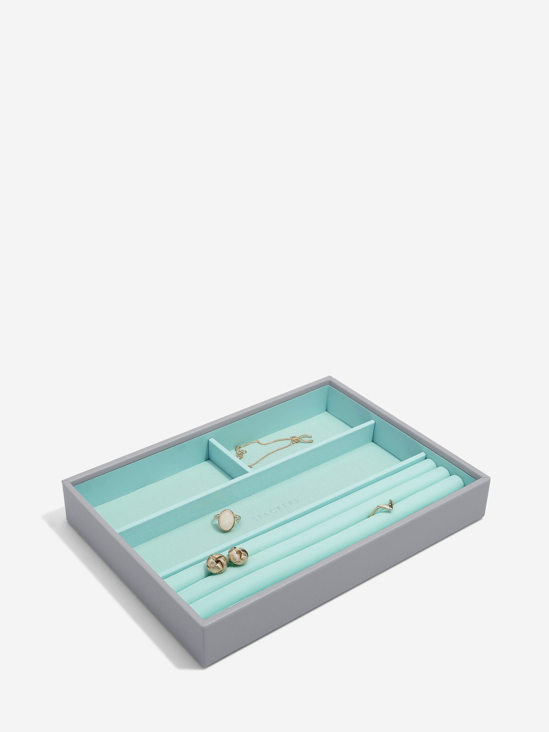 Stackers Ring & Bracelet Layer for Classic Jewellery Box Grey & Mint