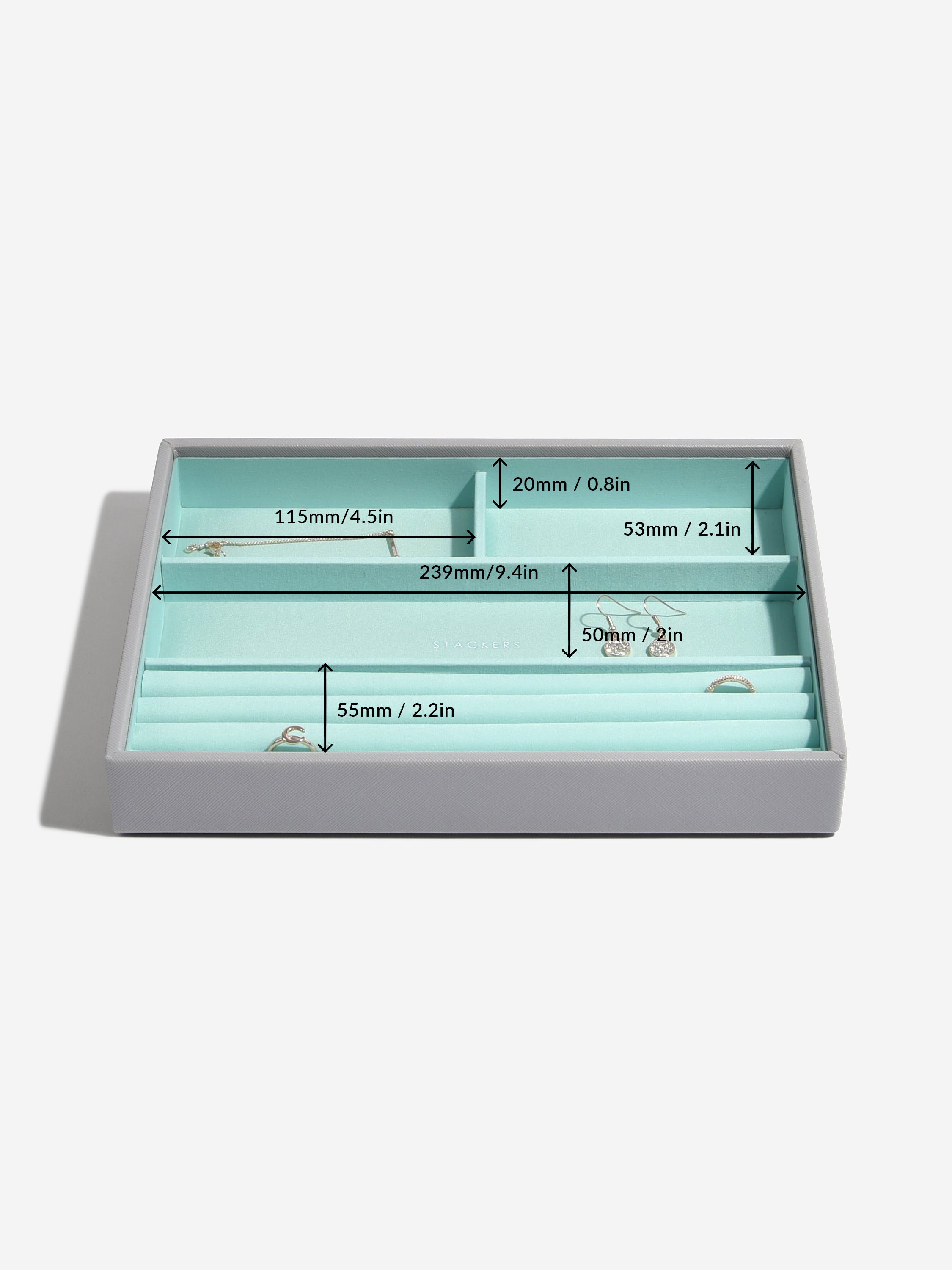 Stackers Ring & Bracelet Layer for Classic Jewellery Box Grey & Mint