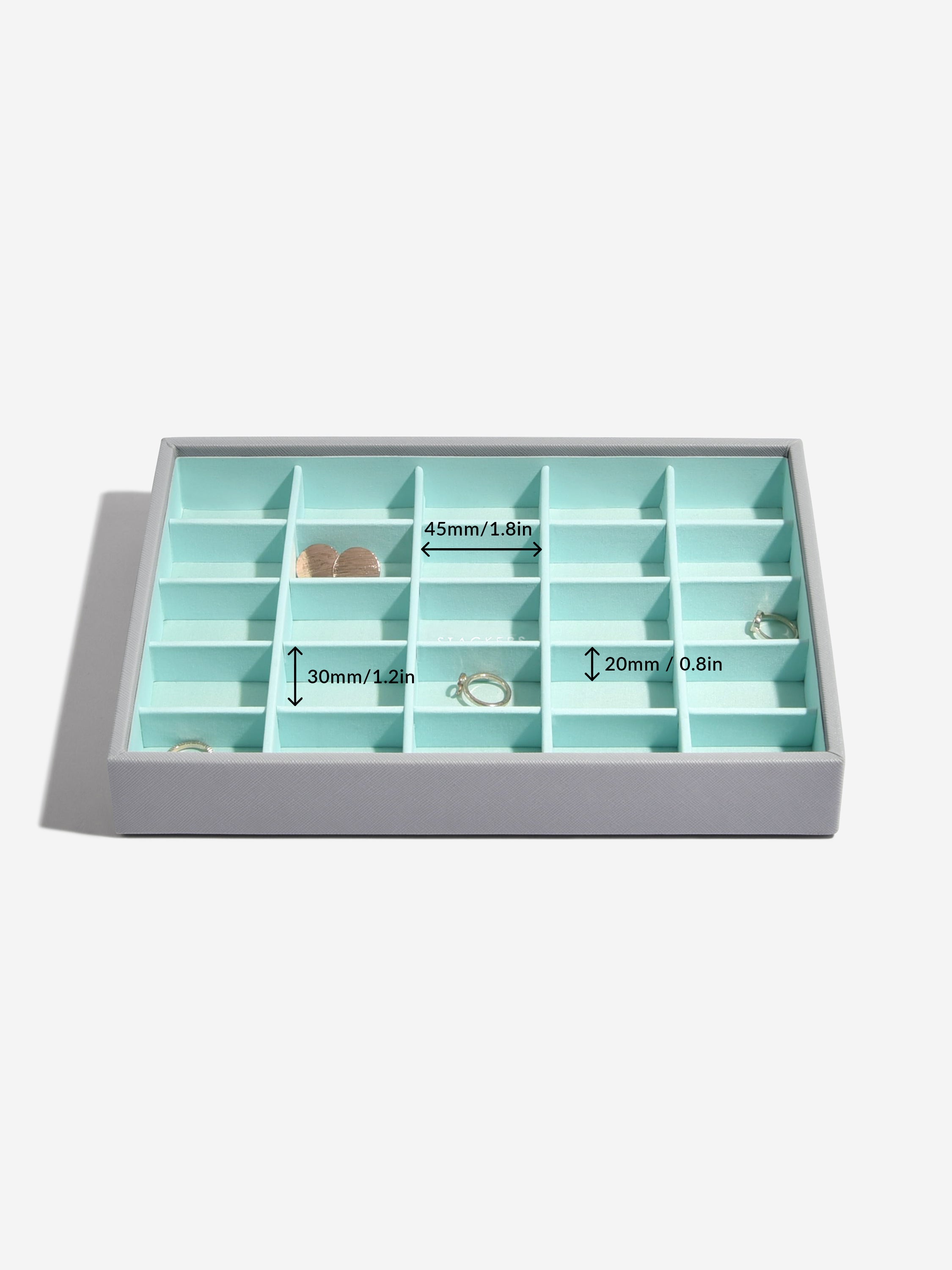 Stackers Small Jewellery Layer for Classic Jewellery Box Grey & Mint