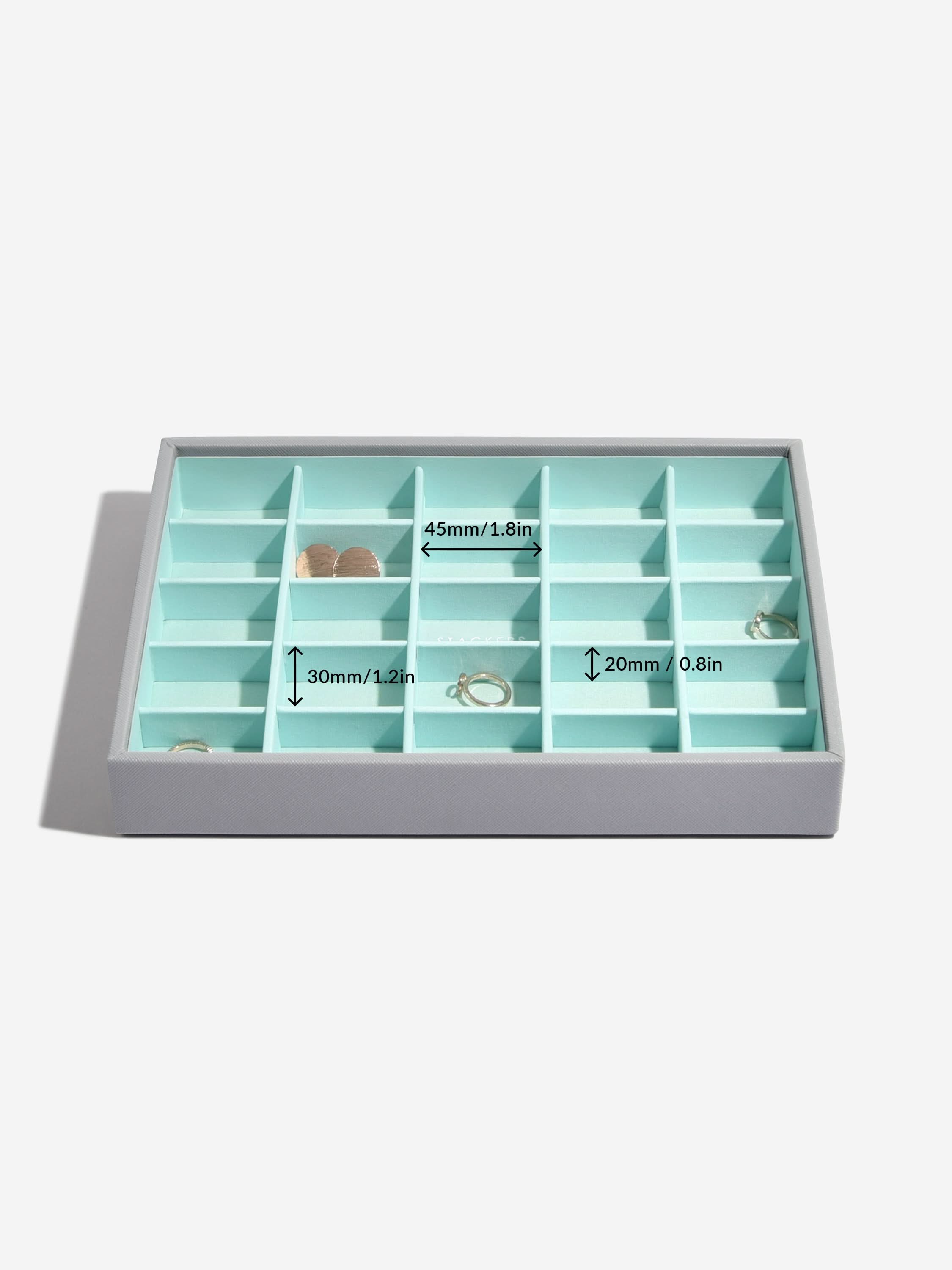 Stackers kleine Sieradenlaag voor Klassieke Juwelendoos Grijs & Munt - Mystackers