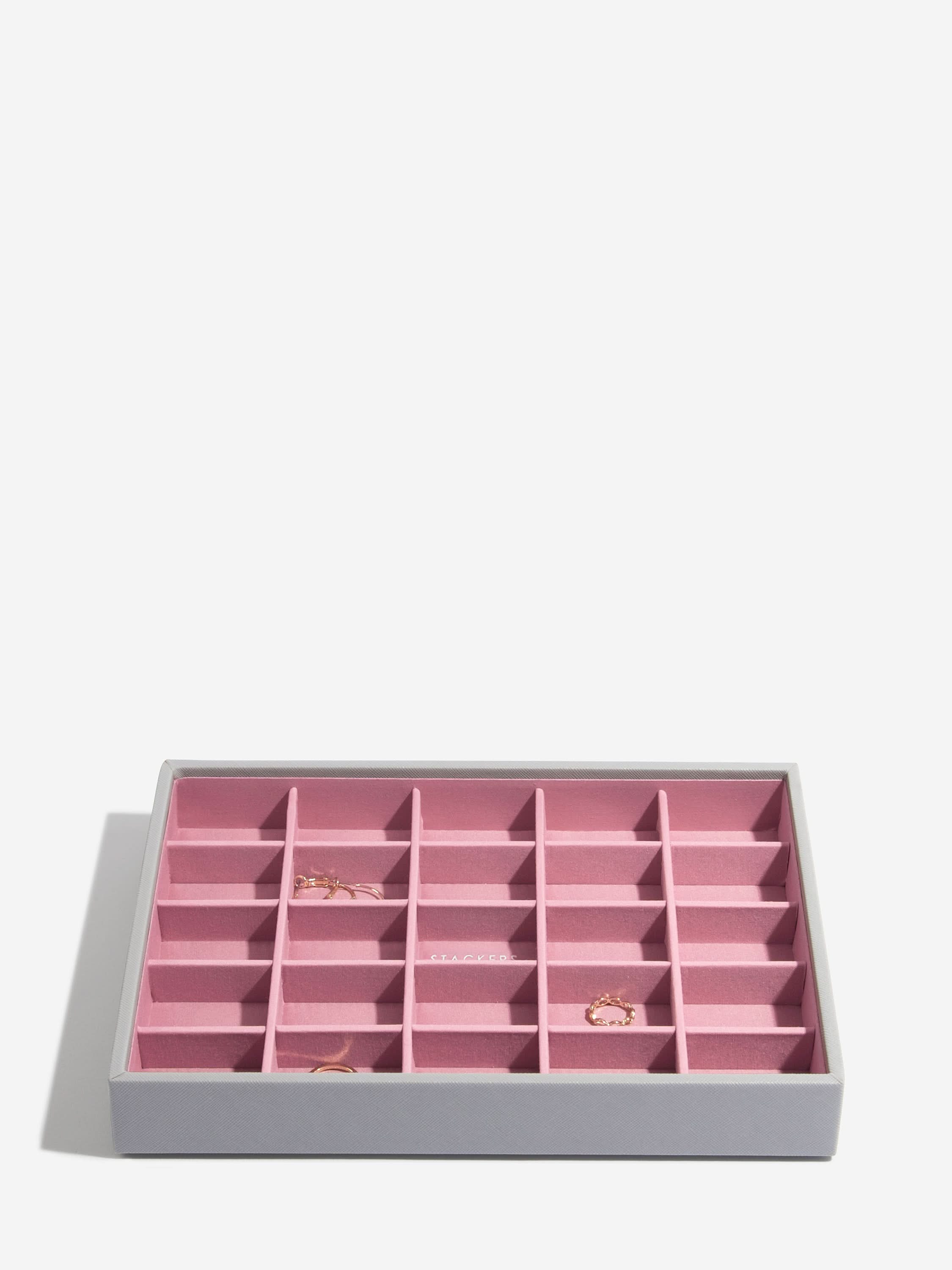 Stackers kleine Sieradenlaag voor Klassieke Juwelendoos Grijs & Roze - Mystackers