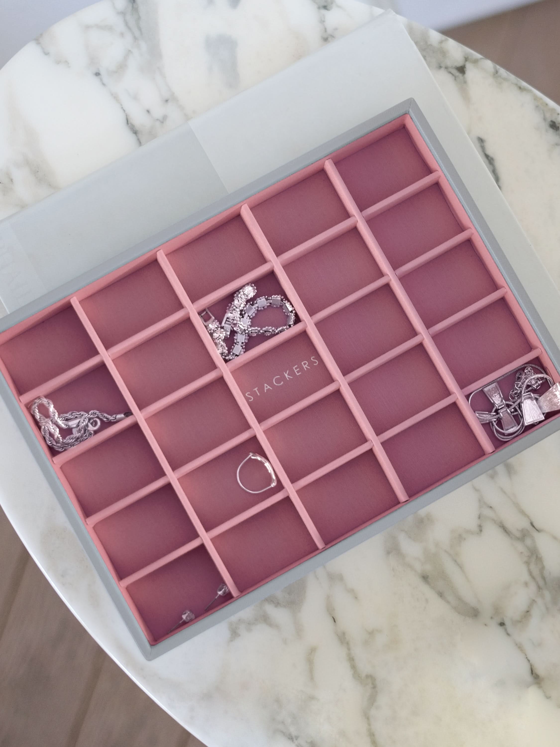 Stackers kleine Sieradenlaag voor Klassieke Juwelendoos Grijs & Roze - Mystackers