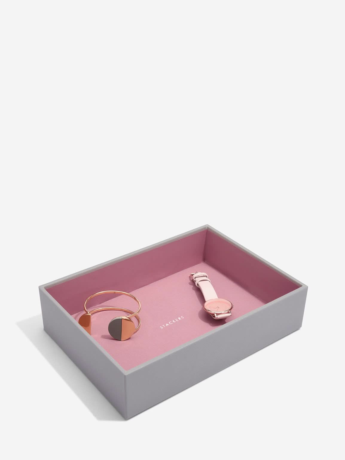 Stackers diepe Sieradenlaag voor Klassieke Juwelendoos Grijs & Roze - Mystackers