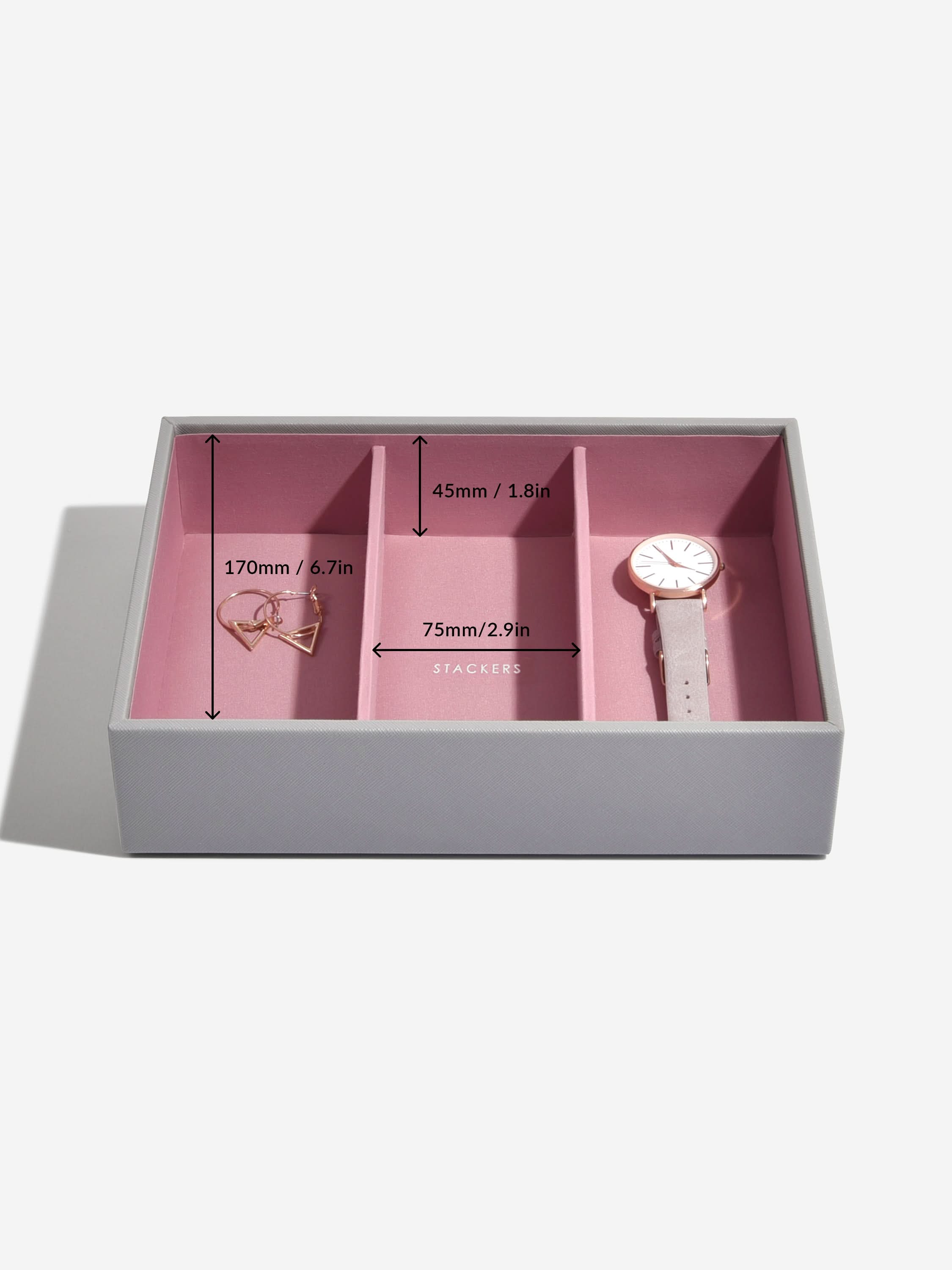 Stackers Klassieke Juwelendoos Set van 3 Grijs & Roze - Mystackers