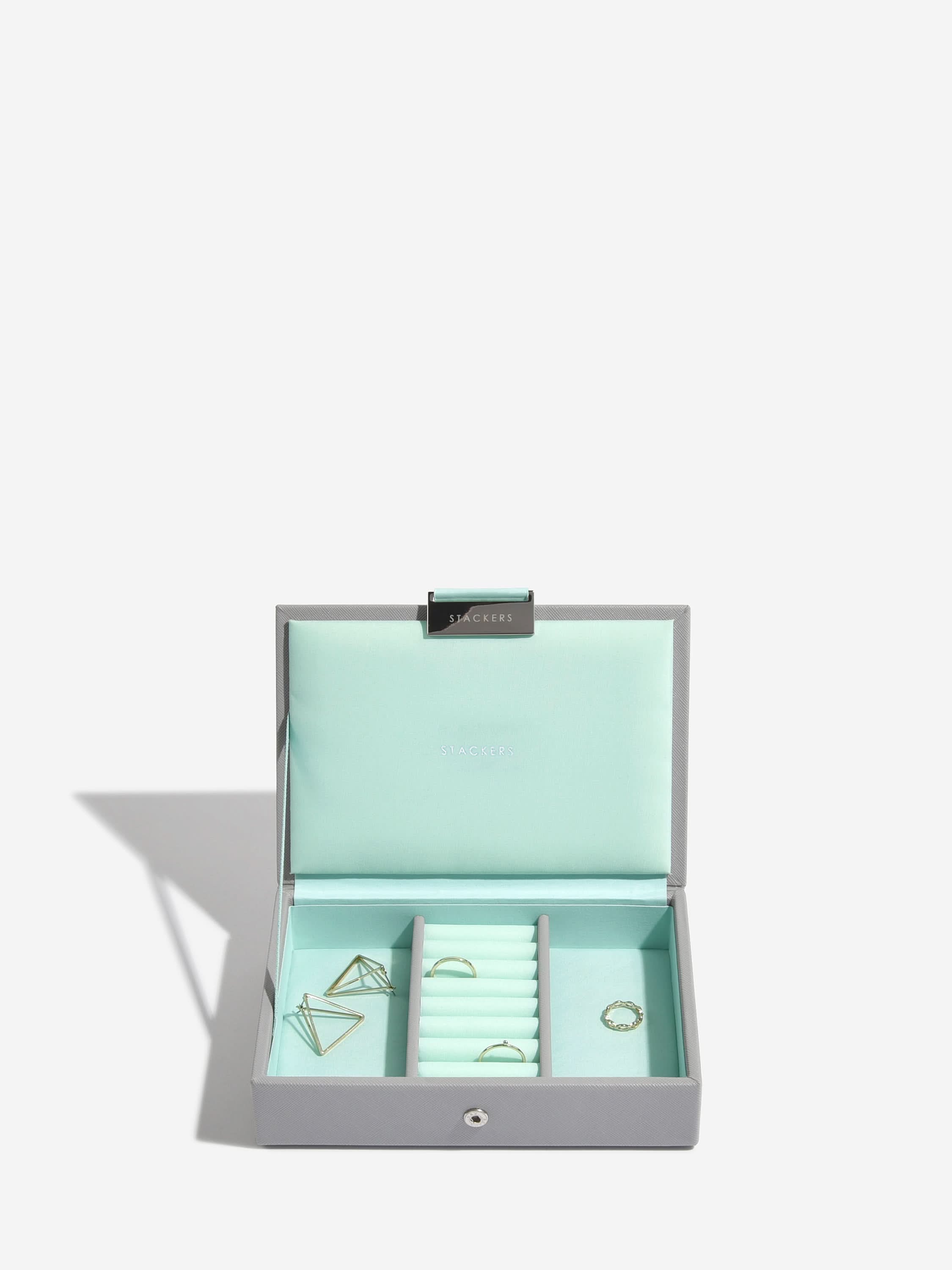 Stackers Mini Juwelendoos Set van 2 Grijs & Munt - Mystackers