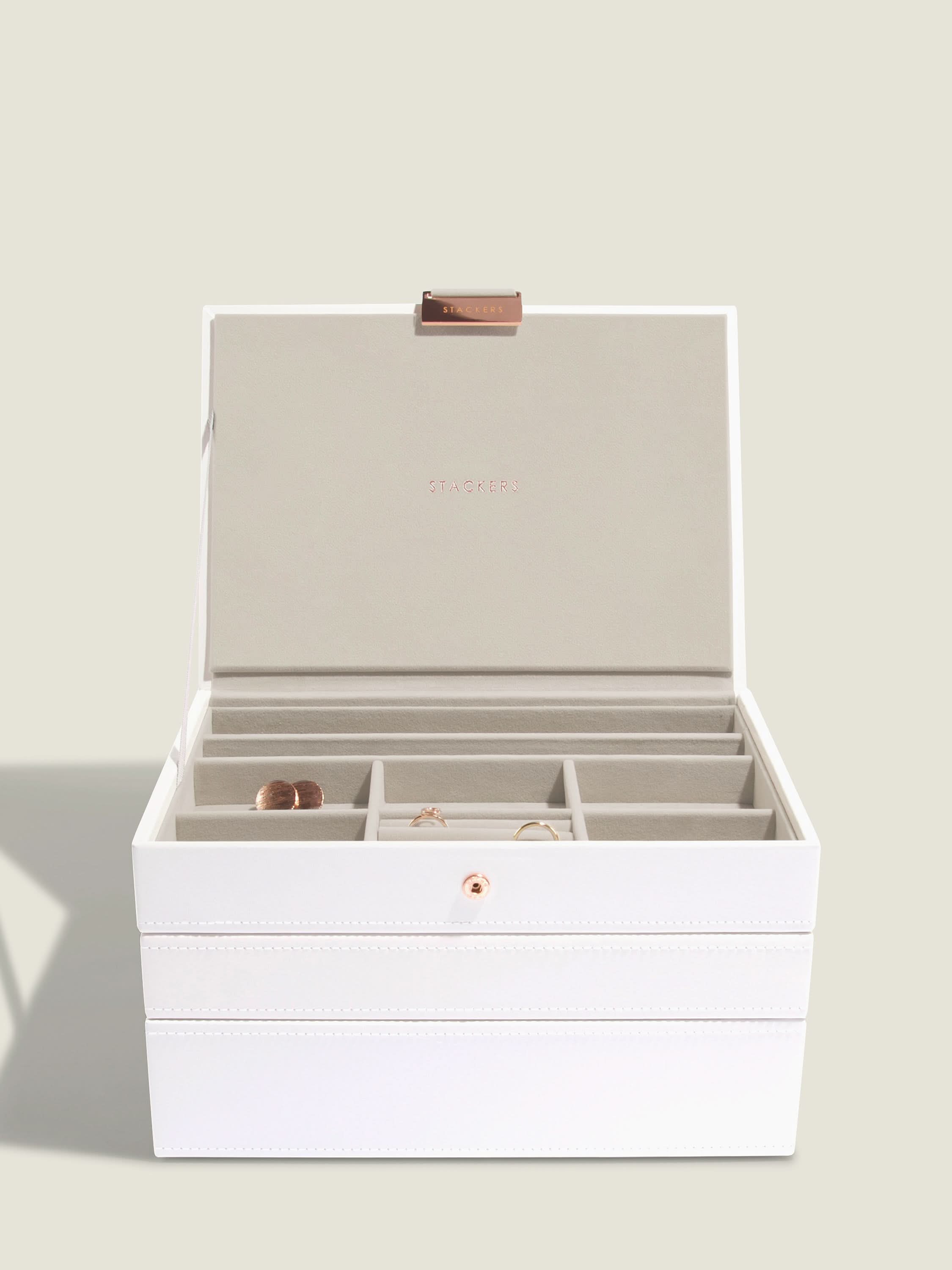 Stackers Klassieke Juwelendoos Set van 3 Wit & Roségoud - Mystackers