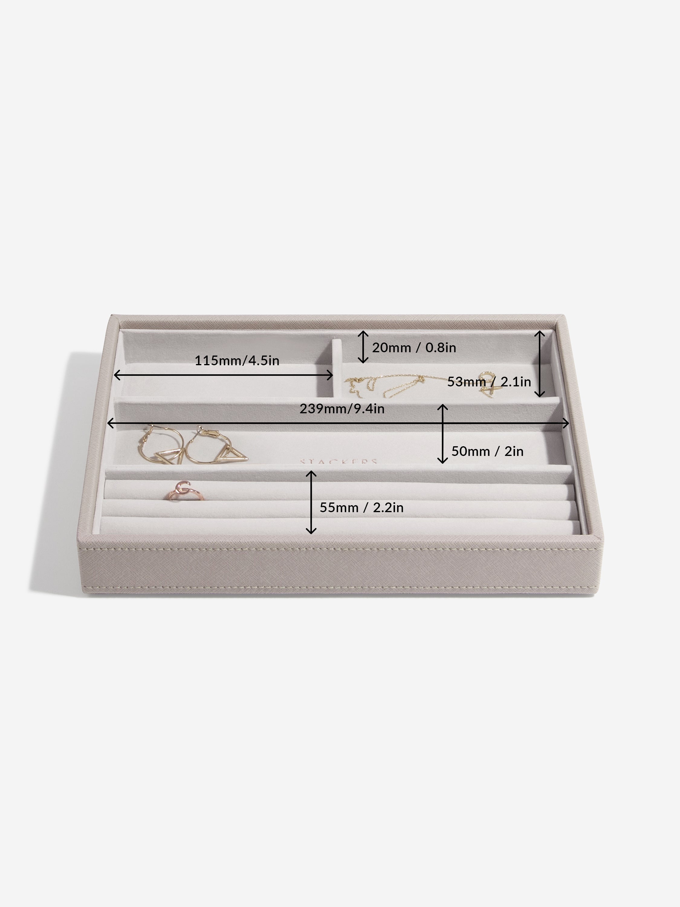 Stackers Compartiment pour bagues & bracelets pour boîte à bijoux classique Taupe