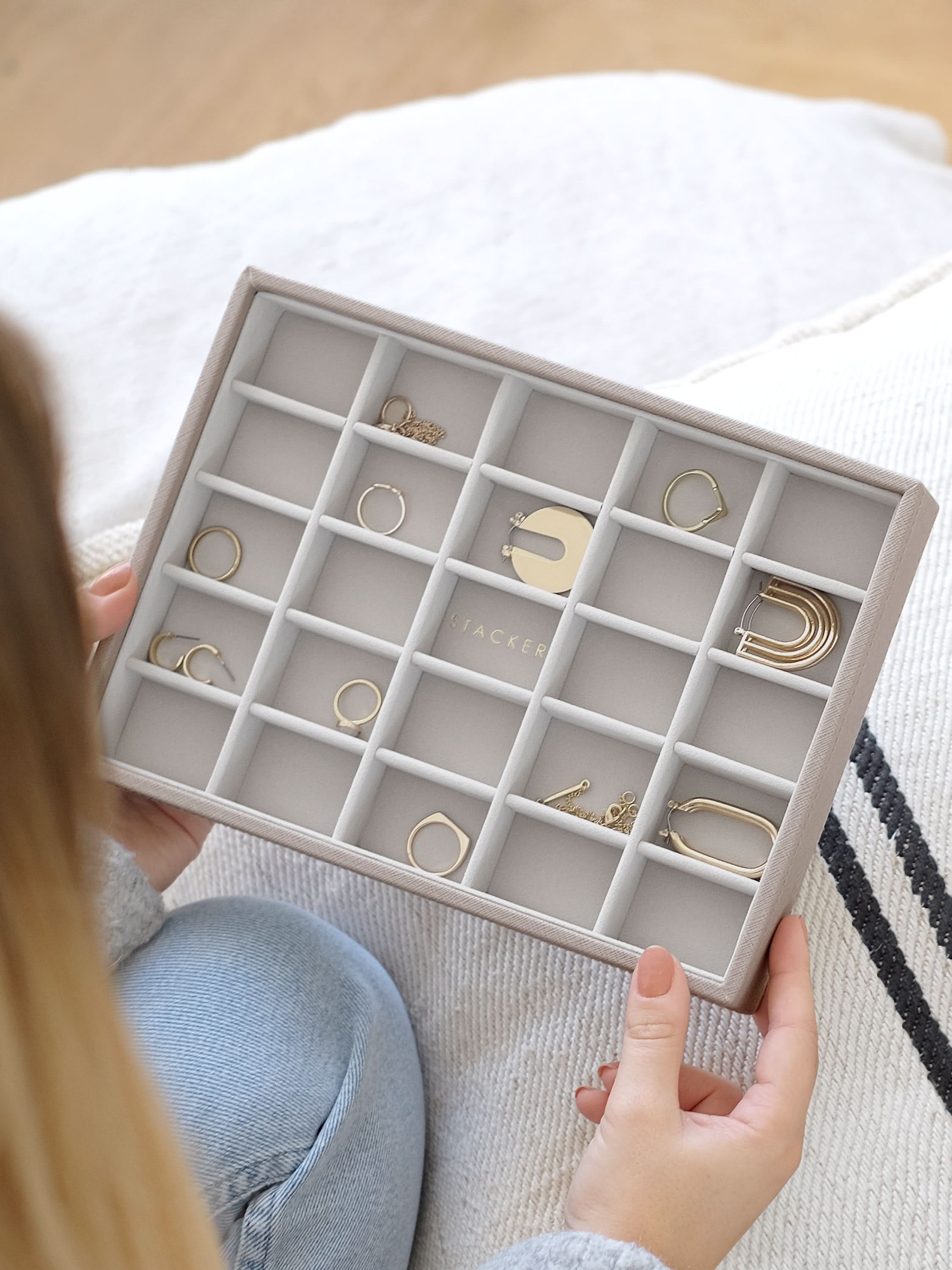 Stackers kleine Sieradenlaag voor Klassieke Juwelendoos Taupe - Mystackers