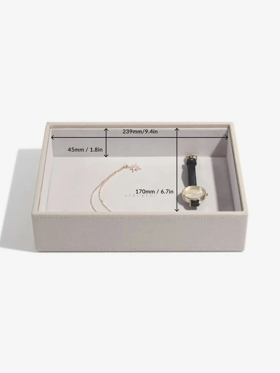 Stackers diepe Sieradenlaag voor Klassieke Juwelendoos Taupe - Mystackers