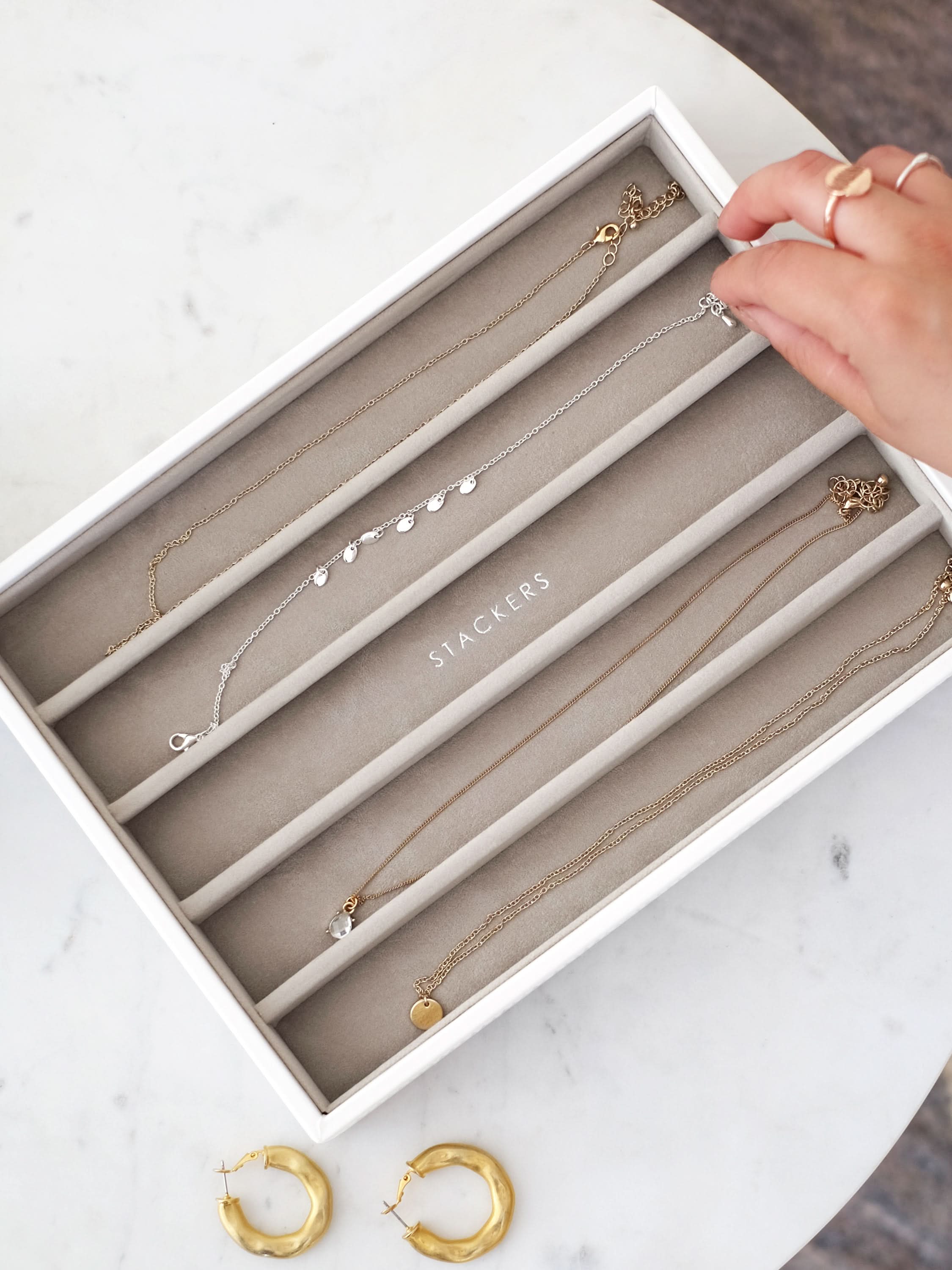 Stackers Halskettingenlaag voor Klassieke Juwelendoos Wit - Mystackers