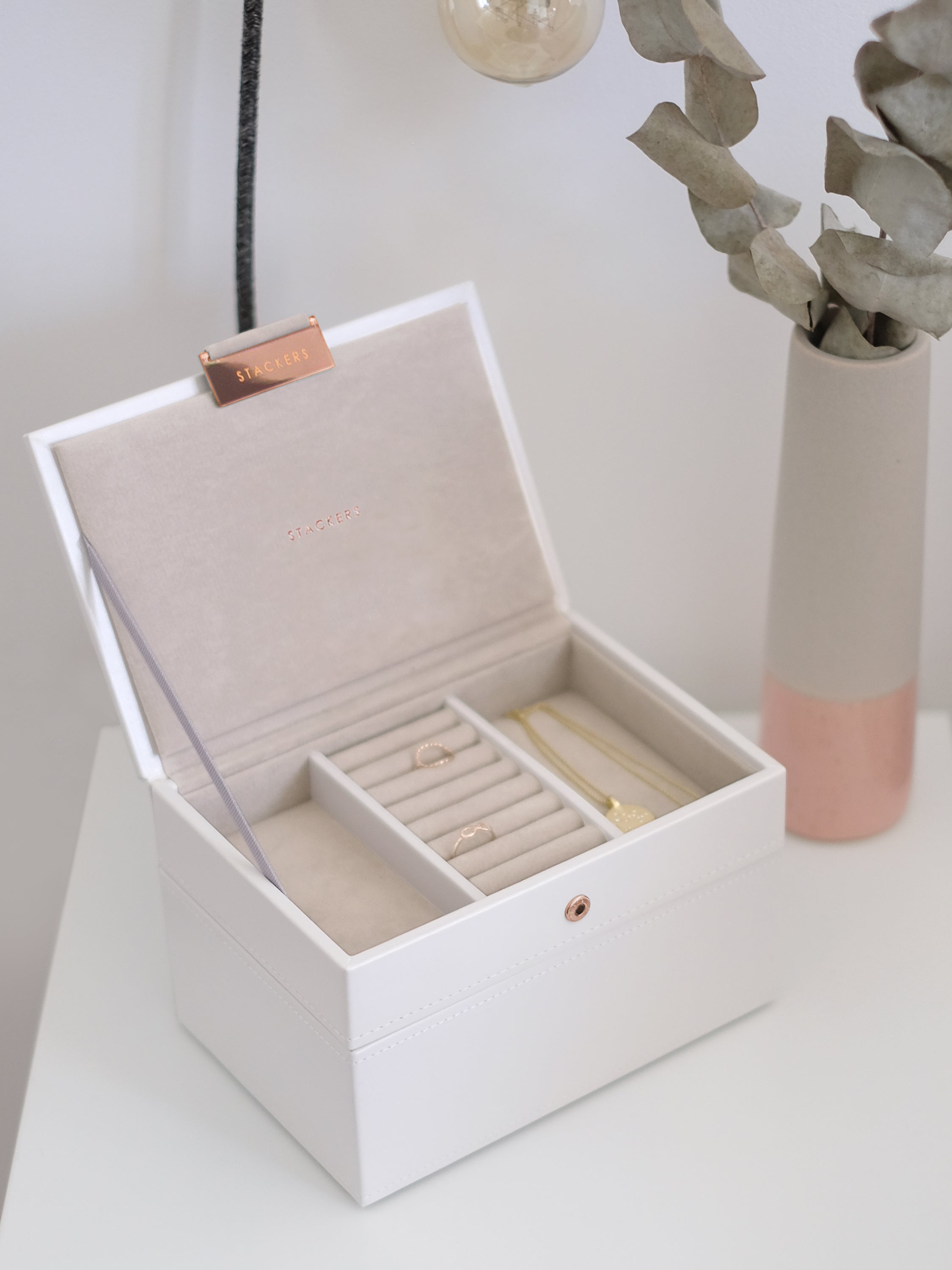 Stackers Mini Boîte à Bijoux Lot de 2 Blanc & Rose