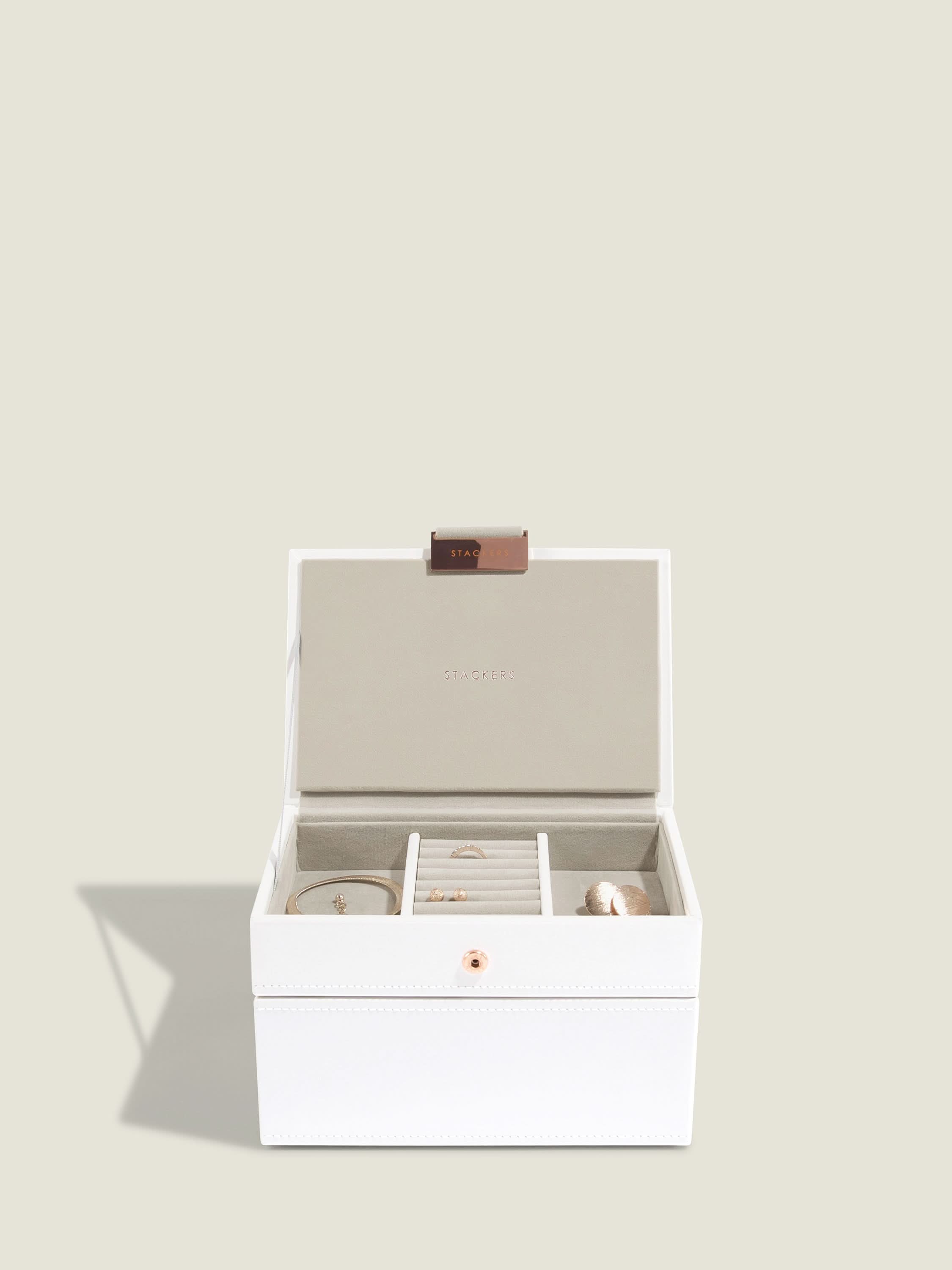 Stackers Mini Juwelendoos Set van 2 Wit & Roze - Mystackers
