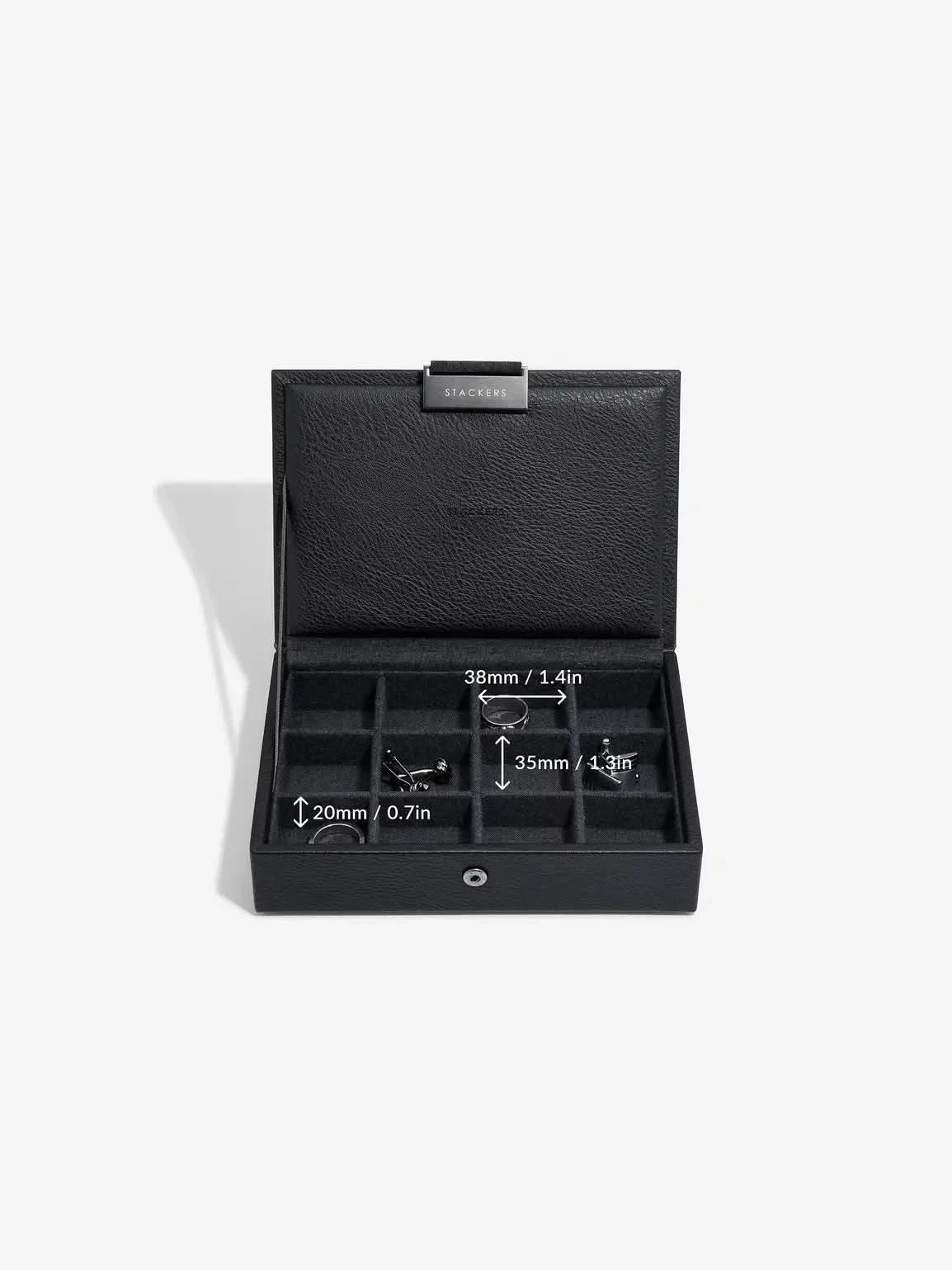 Stackers Mini Set van 2 - Horloge- & Manchetknopendoosje Zwart - Mystackers