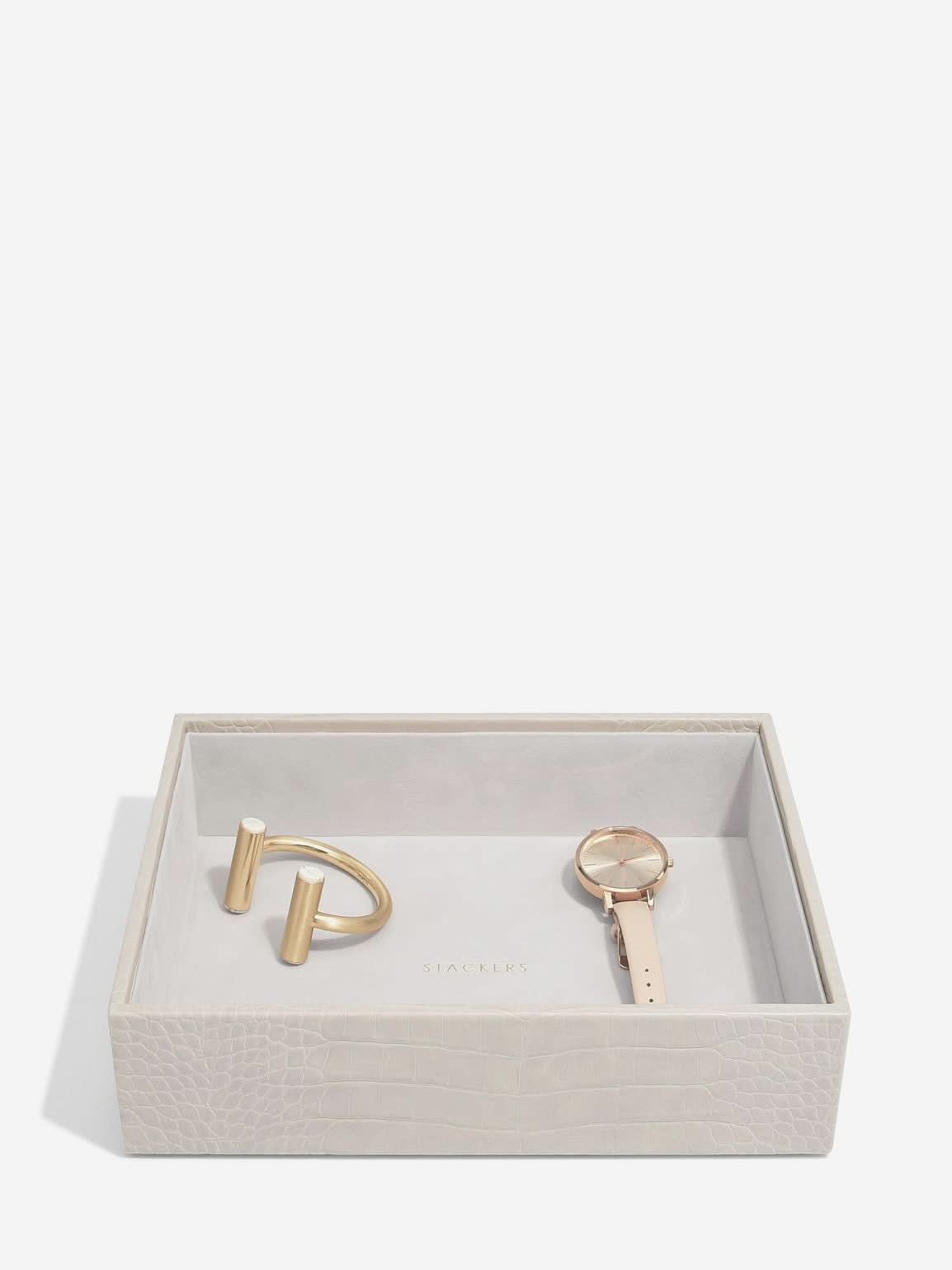 Stackers diepe Sieradenlaag voor Klassieke Juwelendoos Grijs Croco - Mystackers