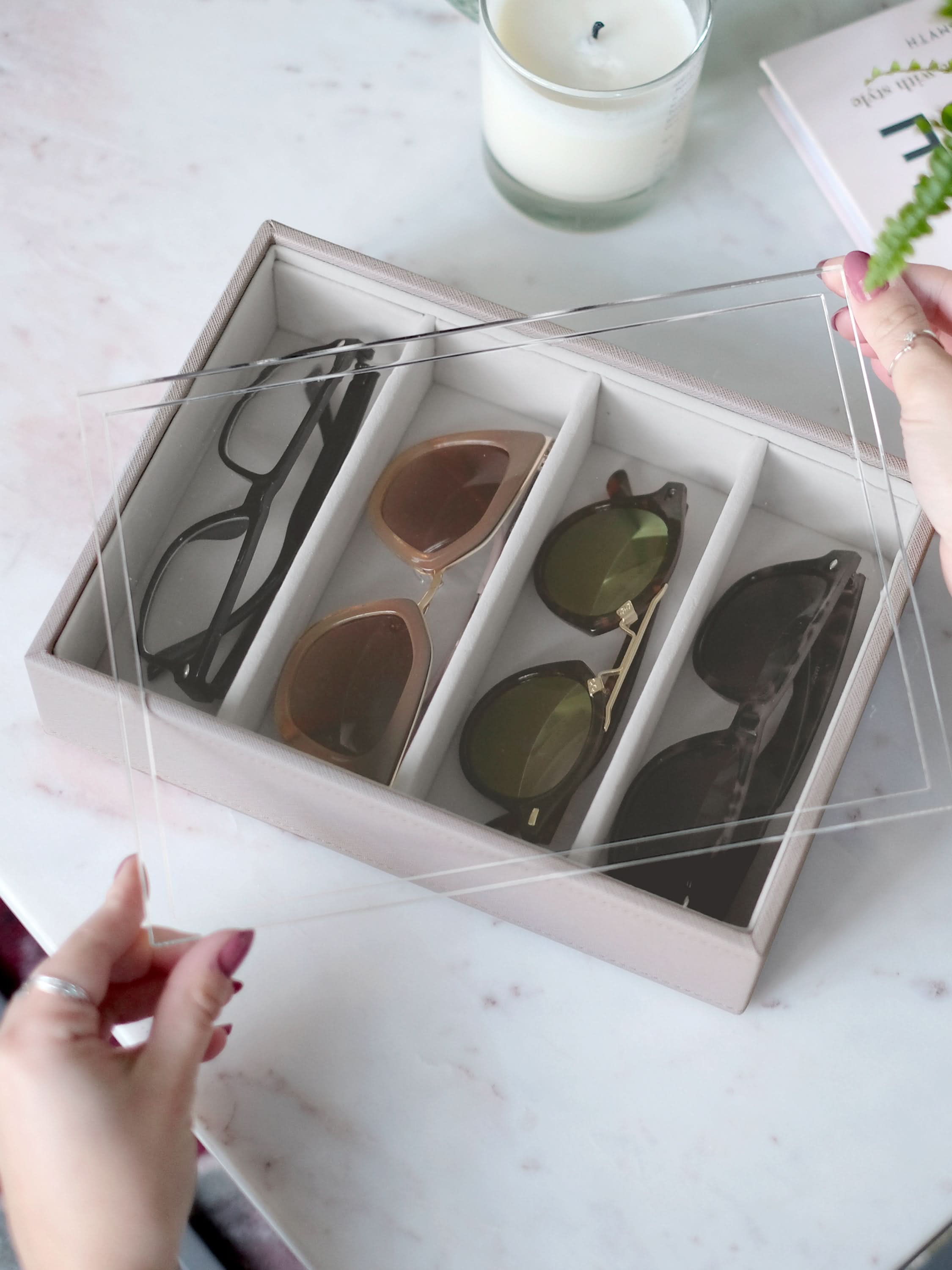 Stackers Bril & Accessoires-laag + doorzichtig deksel Taupe - Mystackers