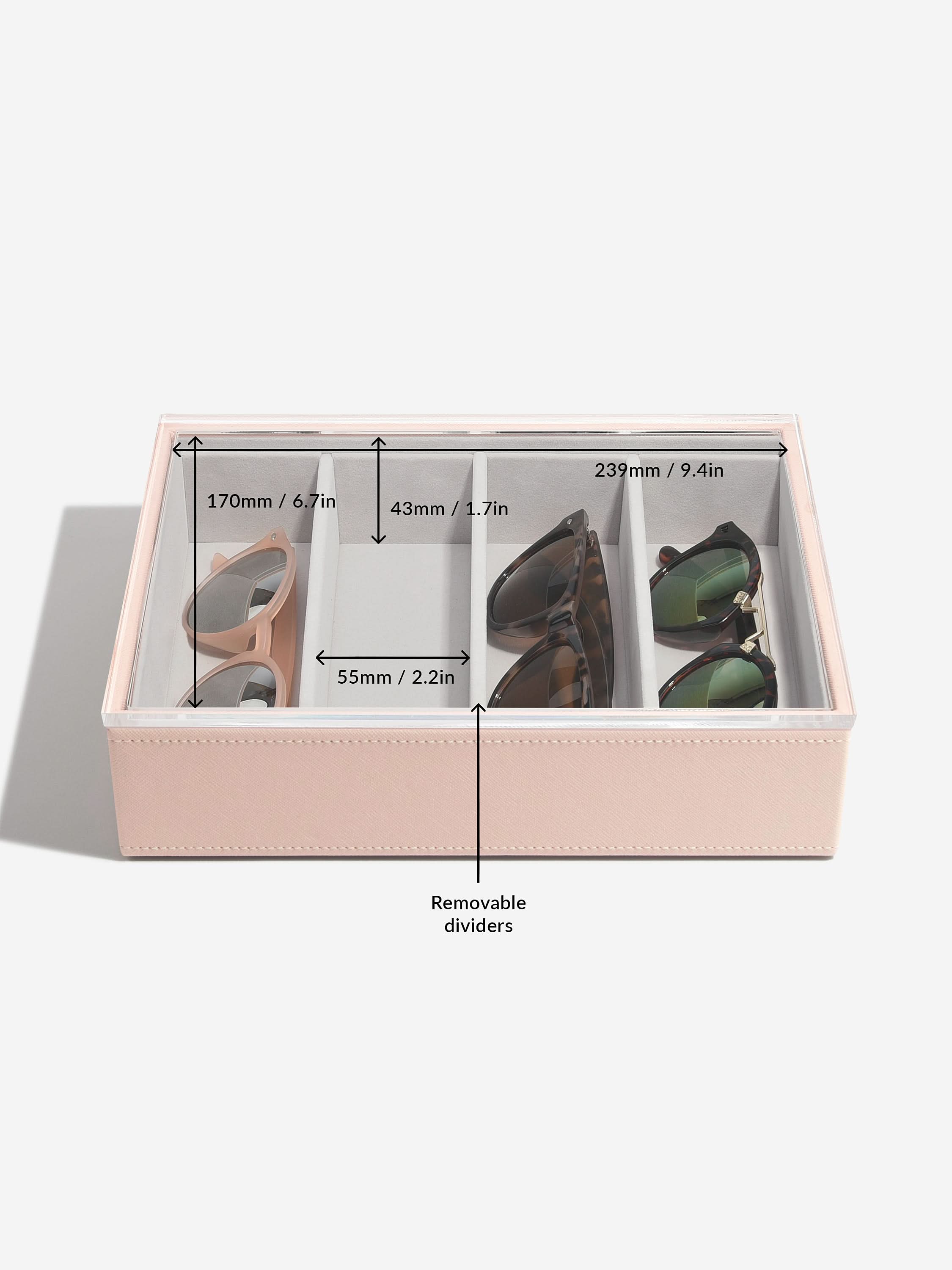 Stackers Bril & Accessoires-laag + doorzichtig deksel Roze - Mystackers