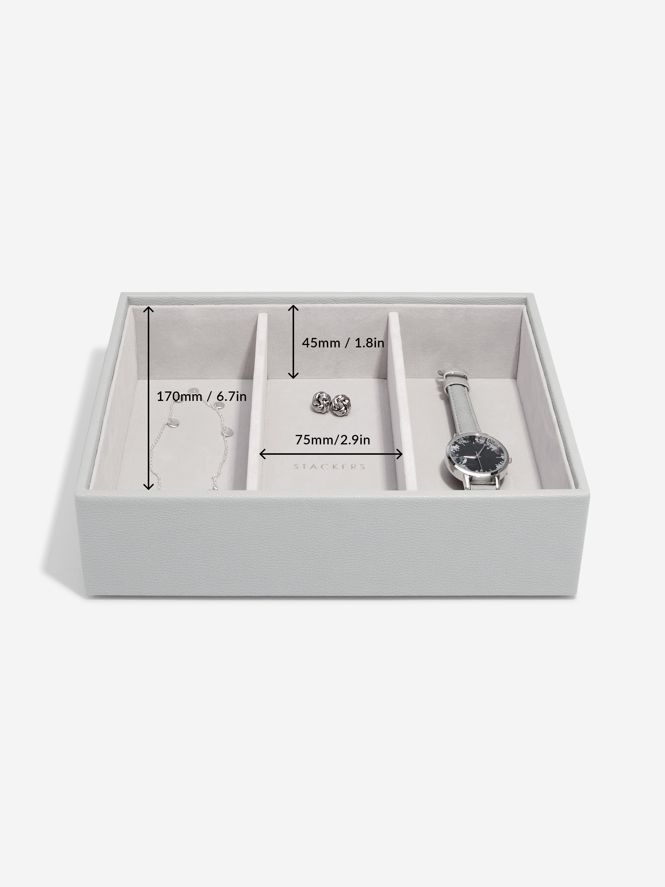 Stackers Classic Boîte à Bijoux Lot de 3 Gris