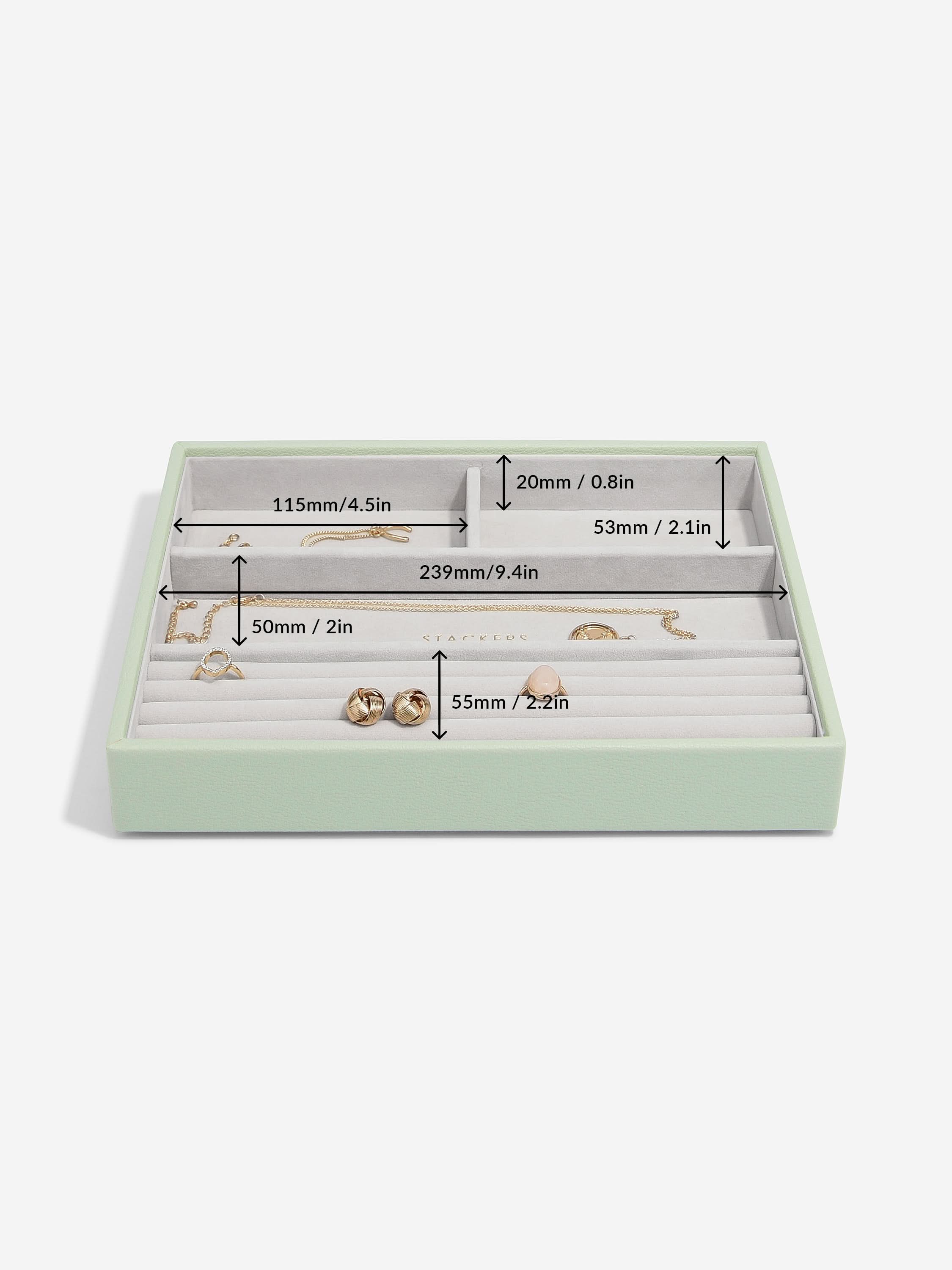 Stackers Ring & Armbandenlaag voor Klassieke Juwelendoos Saliegroen - Mystackers