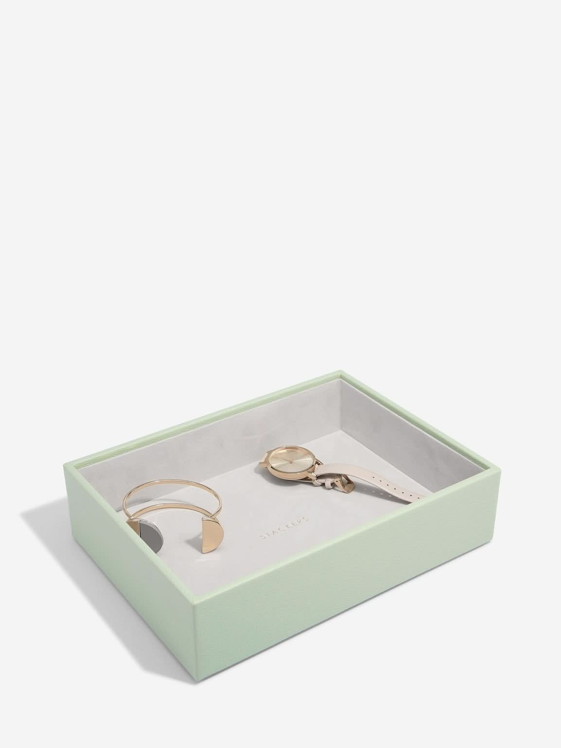 Stackers diepe Sieradenlaag voor Klassieke Juwelendoos Saliegroen - Mystackers