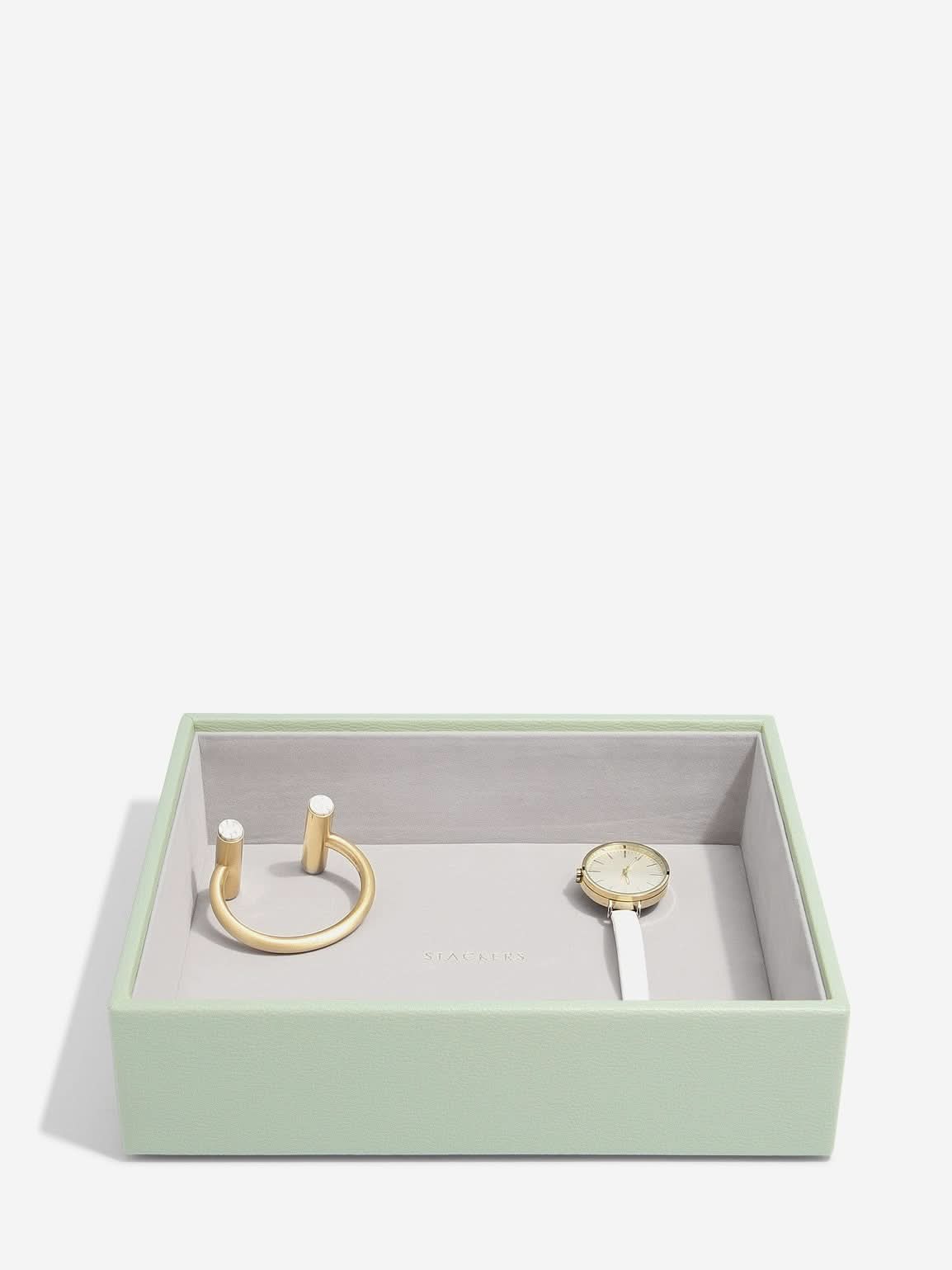 Stackers diepe Sieradenlaag voor Klassieke Juwelendoos Saliegroen - Mystackers