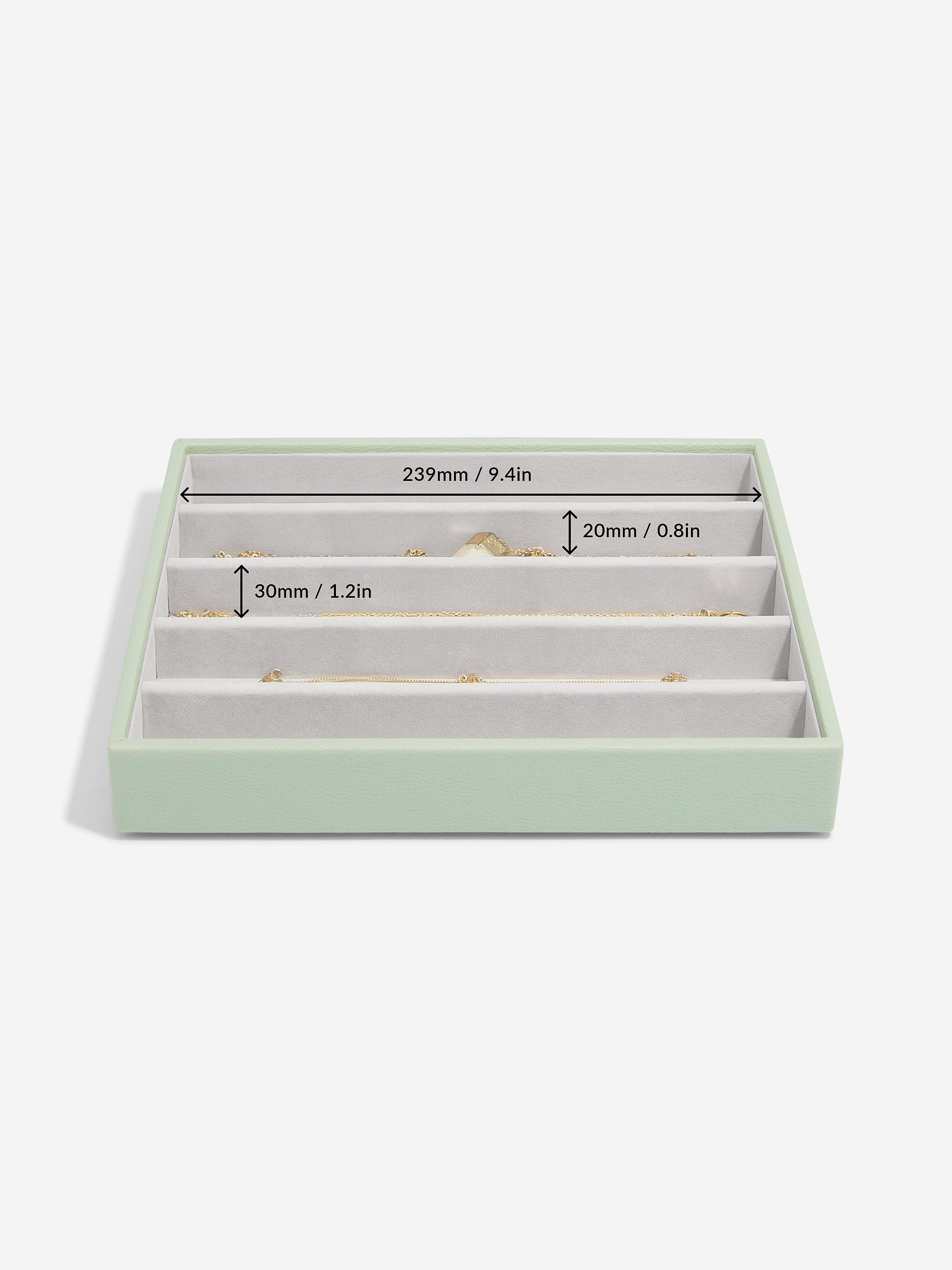 Stackers Halskettingenlaag voor Klassieke Juwelendoos Saliegroen - Mystackers