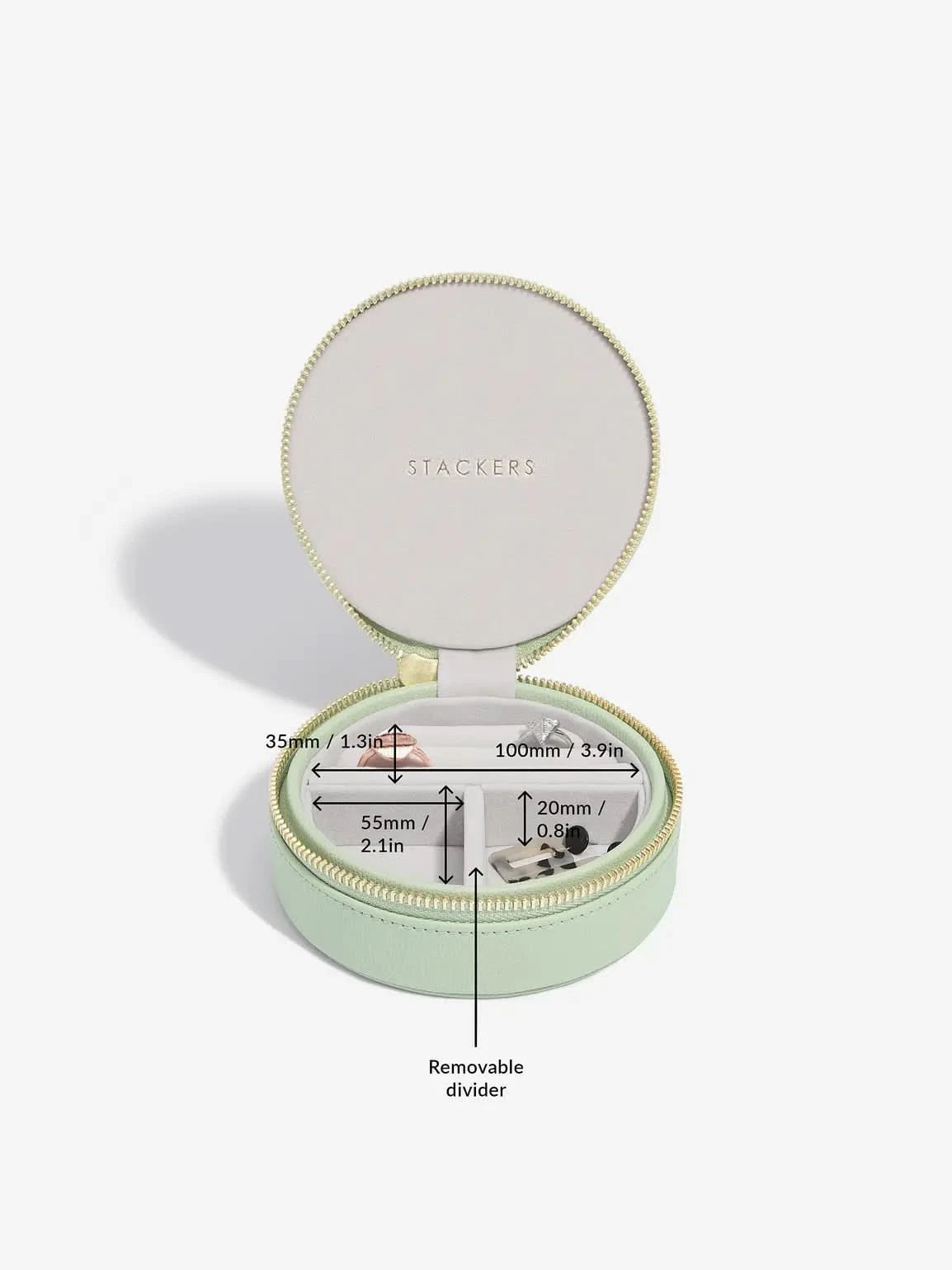 Stackers Ronde Travel Jewellery Box Saliegroen - Mystackers