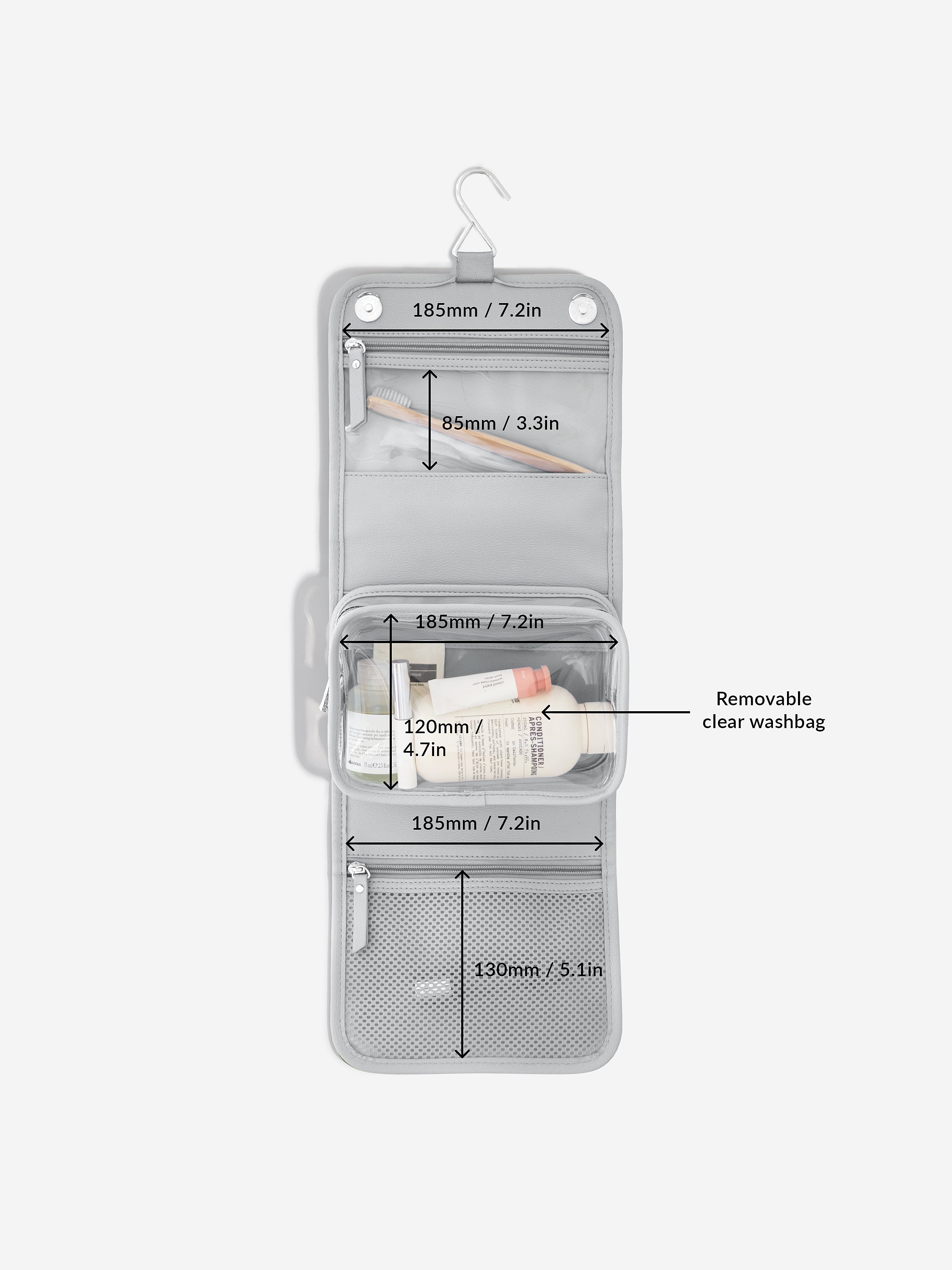 Stackers petite trousse de toilette suspendue Gris