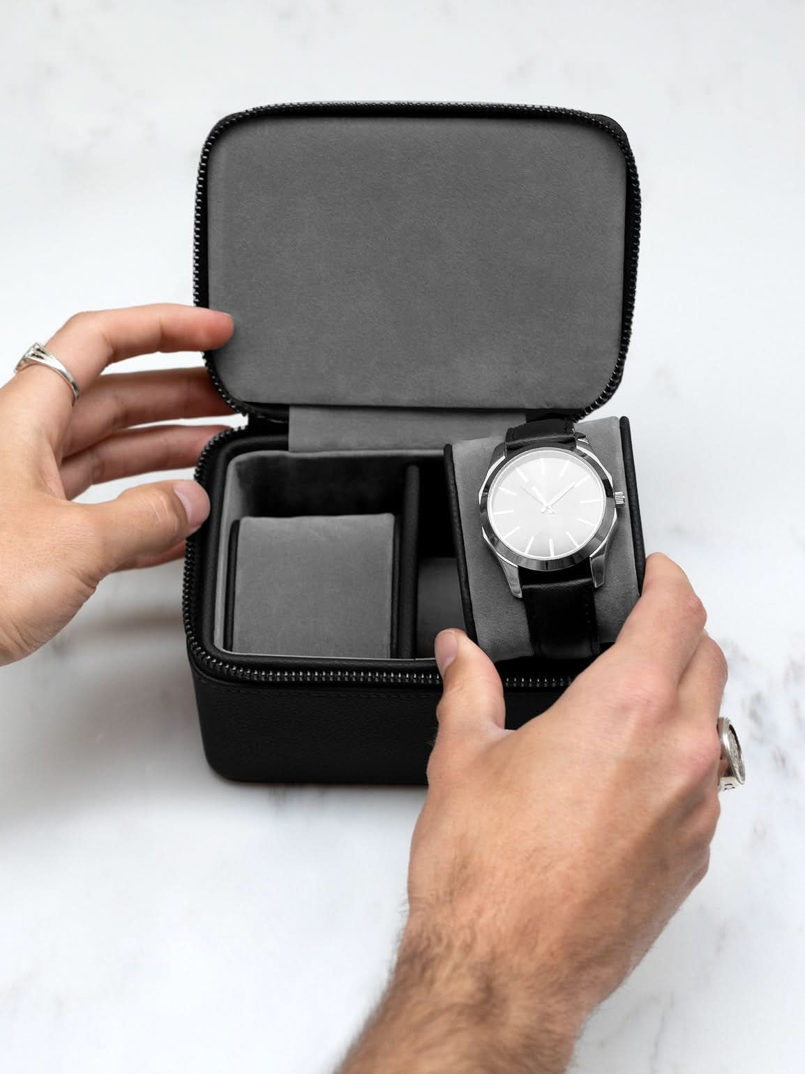 Stackers Horlogebox met dubbele rits Zwart - Mystackers