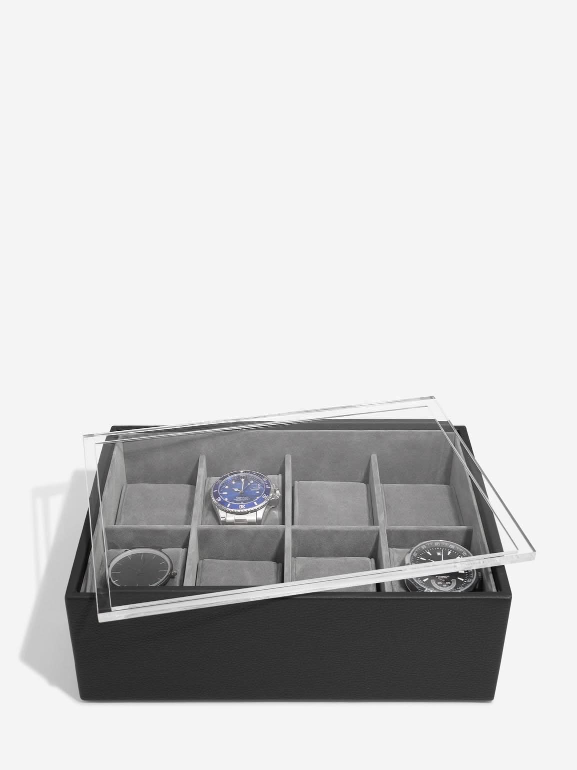 Stackers Achtdelige Horlogebox met doorzichtig deksel Zwart - Mystackers