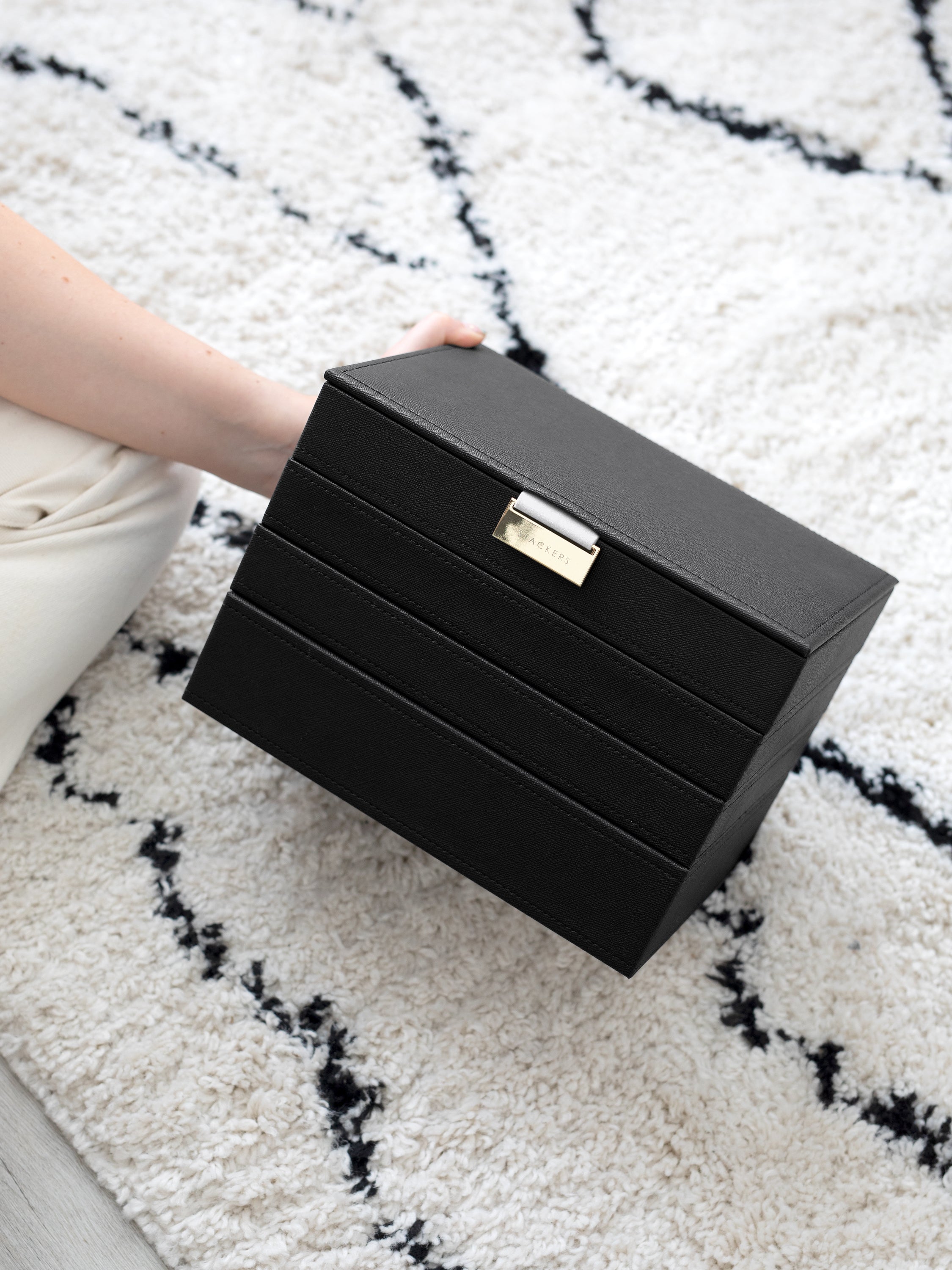 Stackers Classic Jewellery Box Set of 4 Black