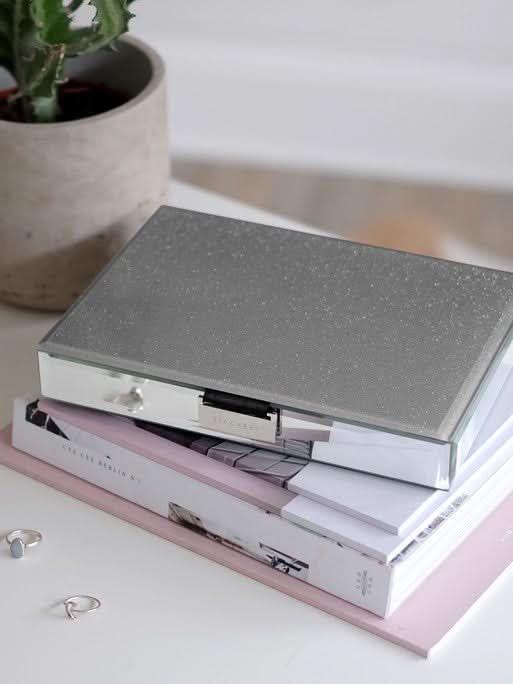 Stackers glazen glitter deksel voor Klassieke glazen Juwelendoos Zwart - Mystackers