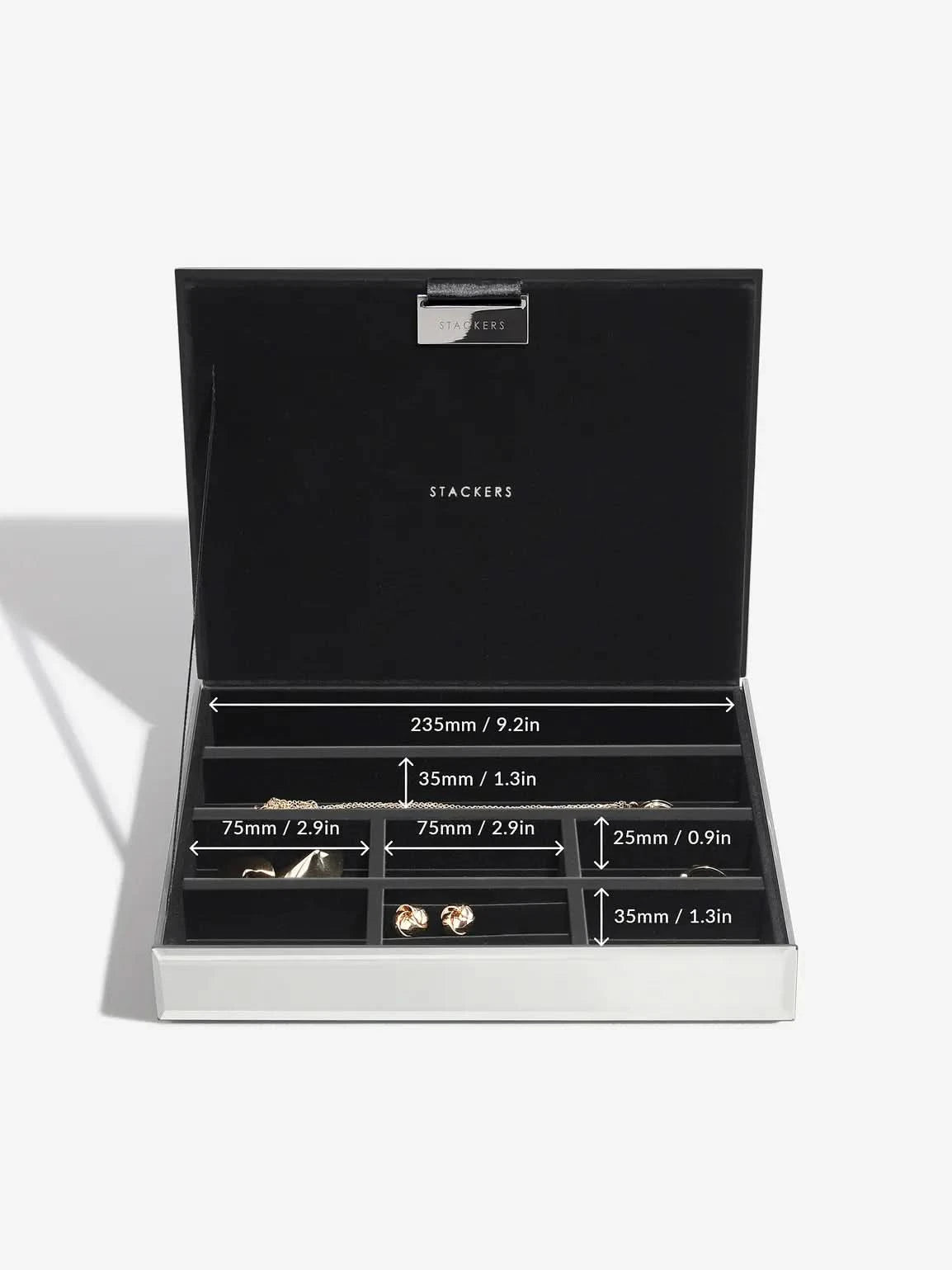 Stackers glazen glitter deksel voor Klassieke glazen Juwelendoos Zwart - Mystackers