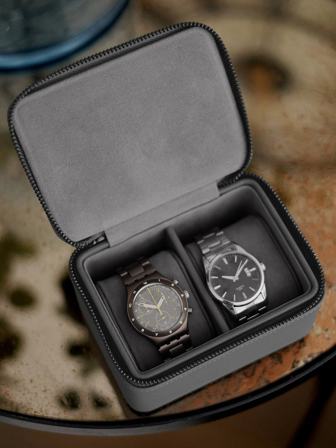 Stackers Horlogebox met dubbele rits Grijs - Mystackers
