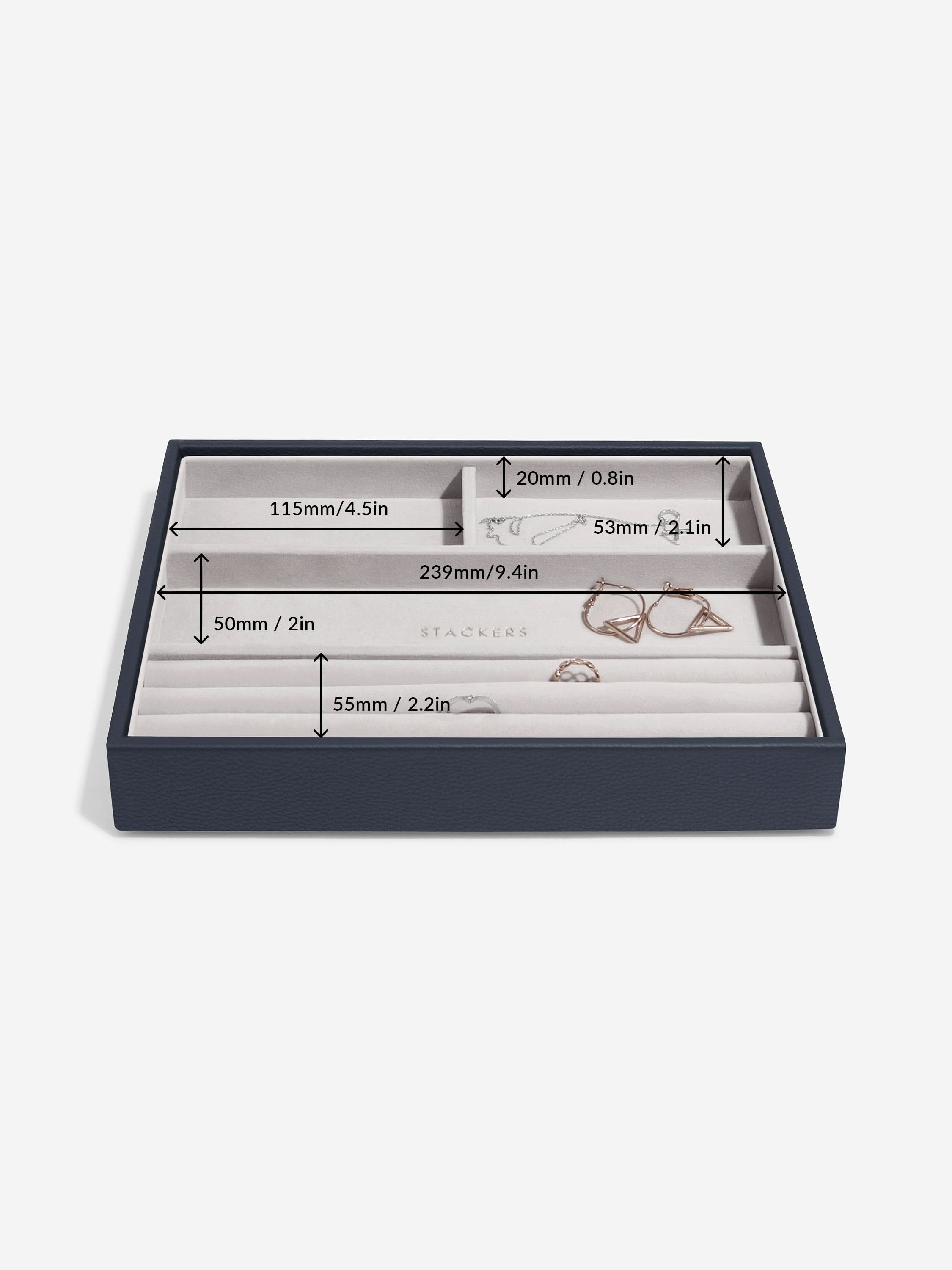 Stackers Ring & Armbandenlaag voor Klassieke Juwelendoos Marineblauw - Mystackers