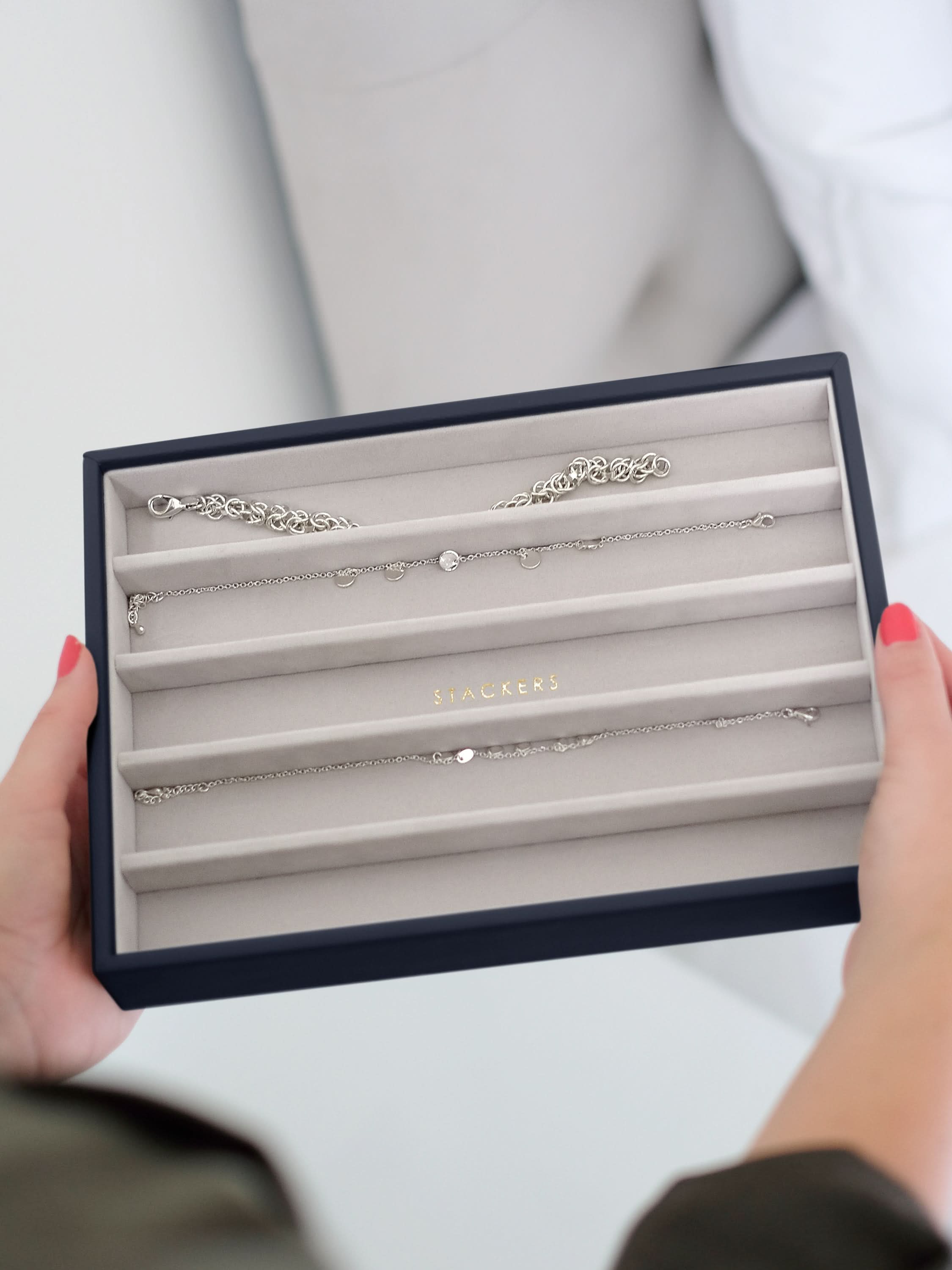 Stackers Halskettingenlaag voor Klassieke Juwelendoos Marineblauw - Mystackers