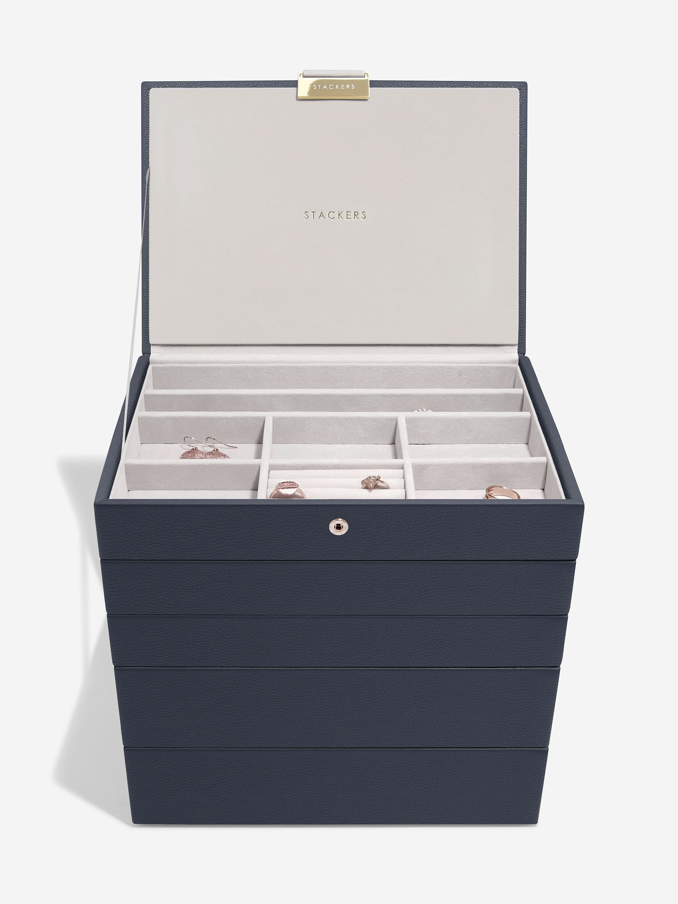 Stackers Klassieke Juwelendoos Set van 5 Marineblauw - Mystackers