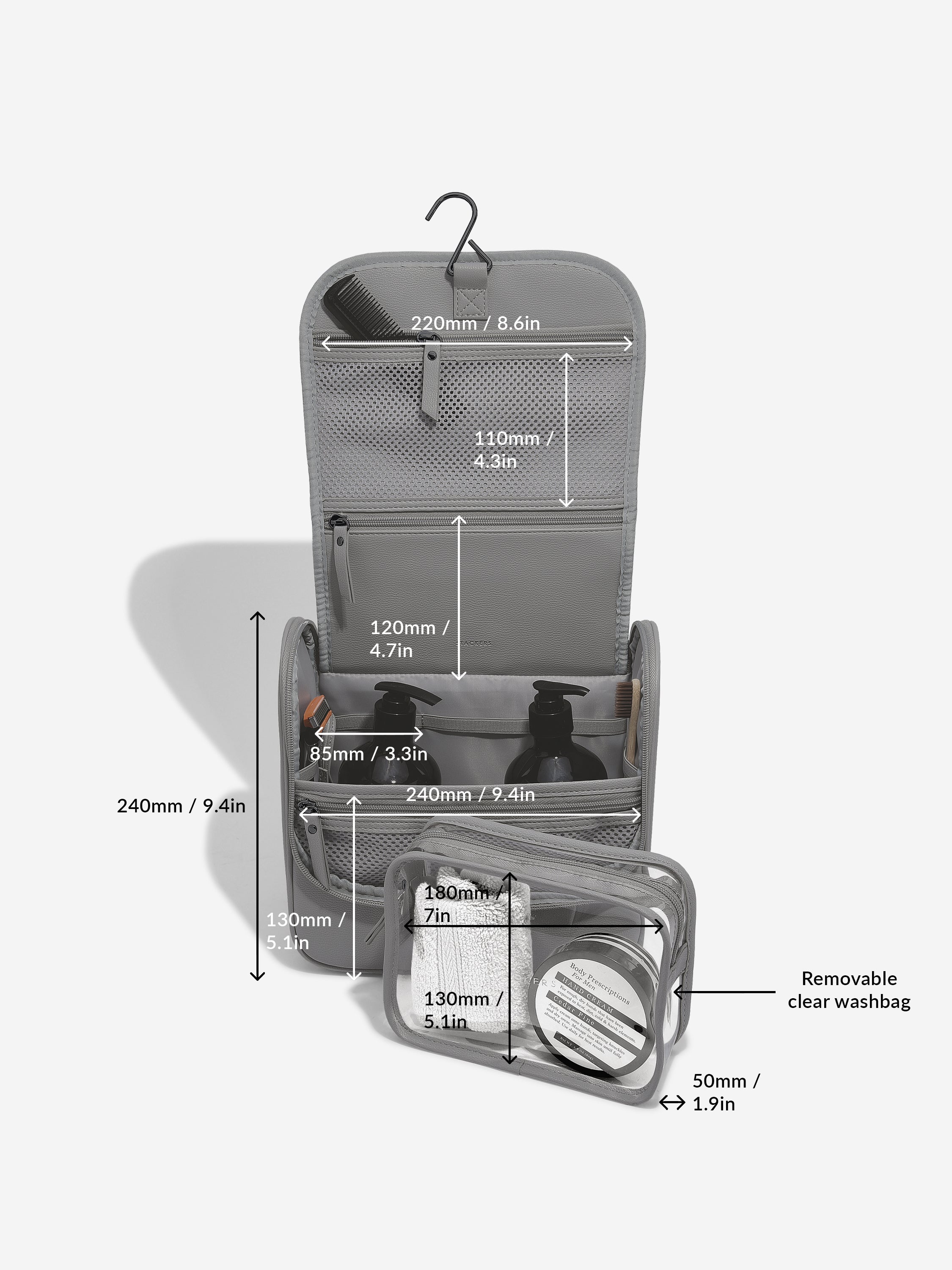 Stackers Trousse de toilette suspendue Gris foncé