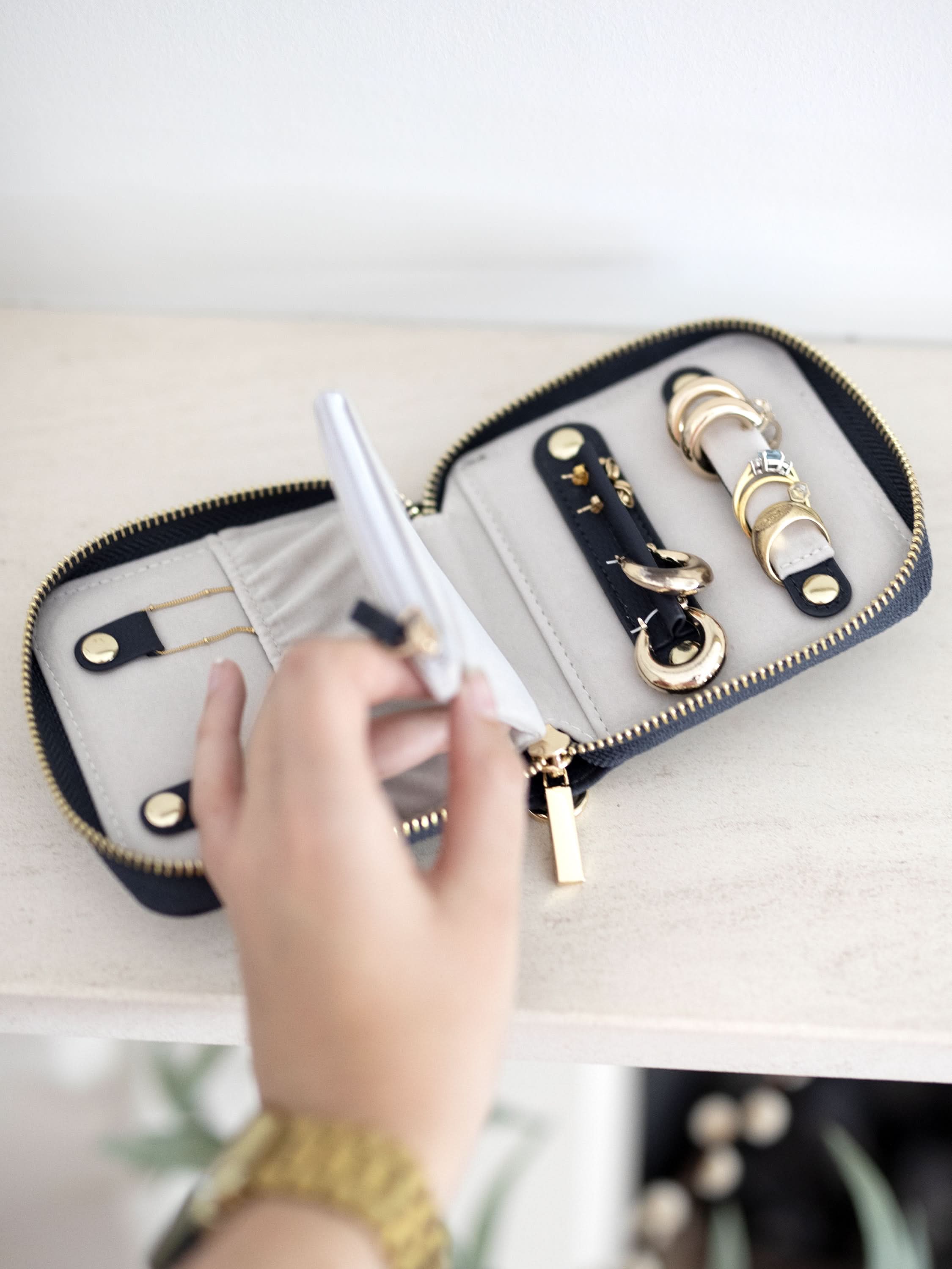 Stackers Compact Jewellery Roll Navy Blue