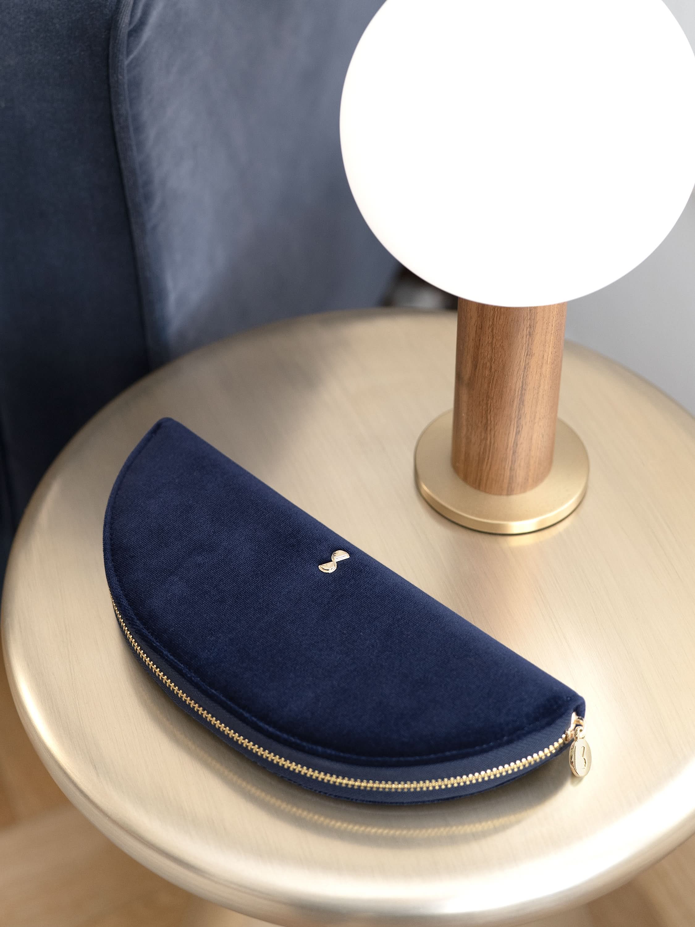 Stackers Half Moon Jewellery Roll Navy Blue Velvet