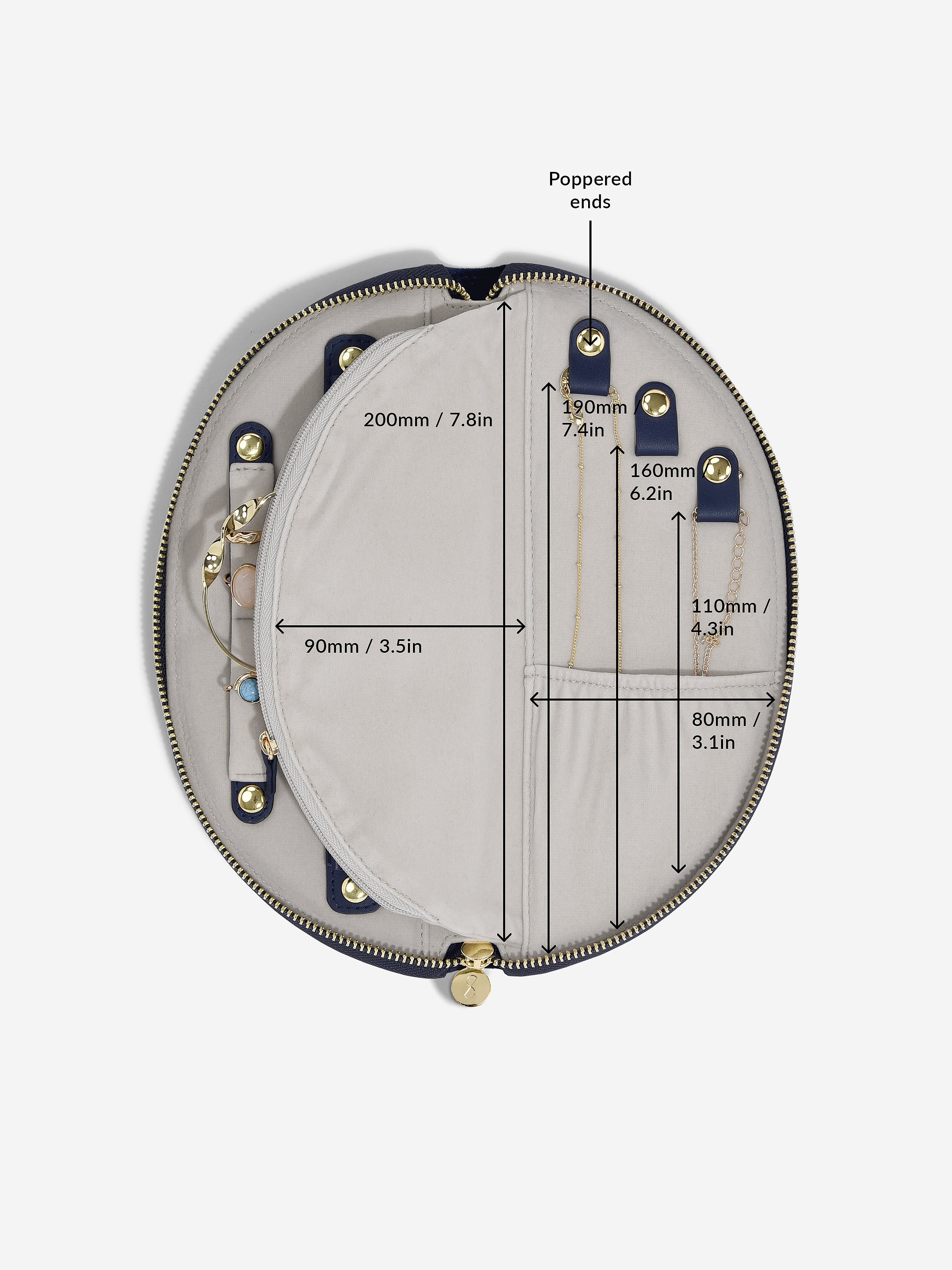 Stackers Rouleau à Bijoux Demi-Lune Velours Bleu Marine