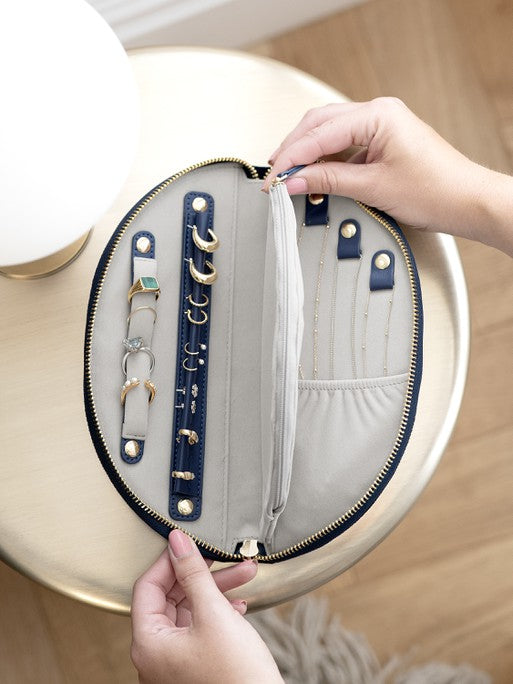 Stackers Halve Maan Jewellery Roll Marineblauw Fluweel - Mystackers