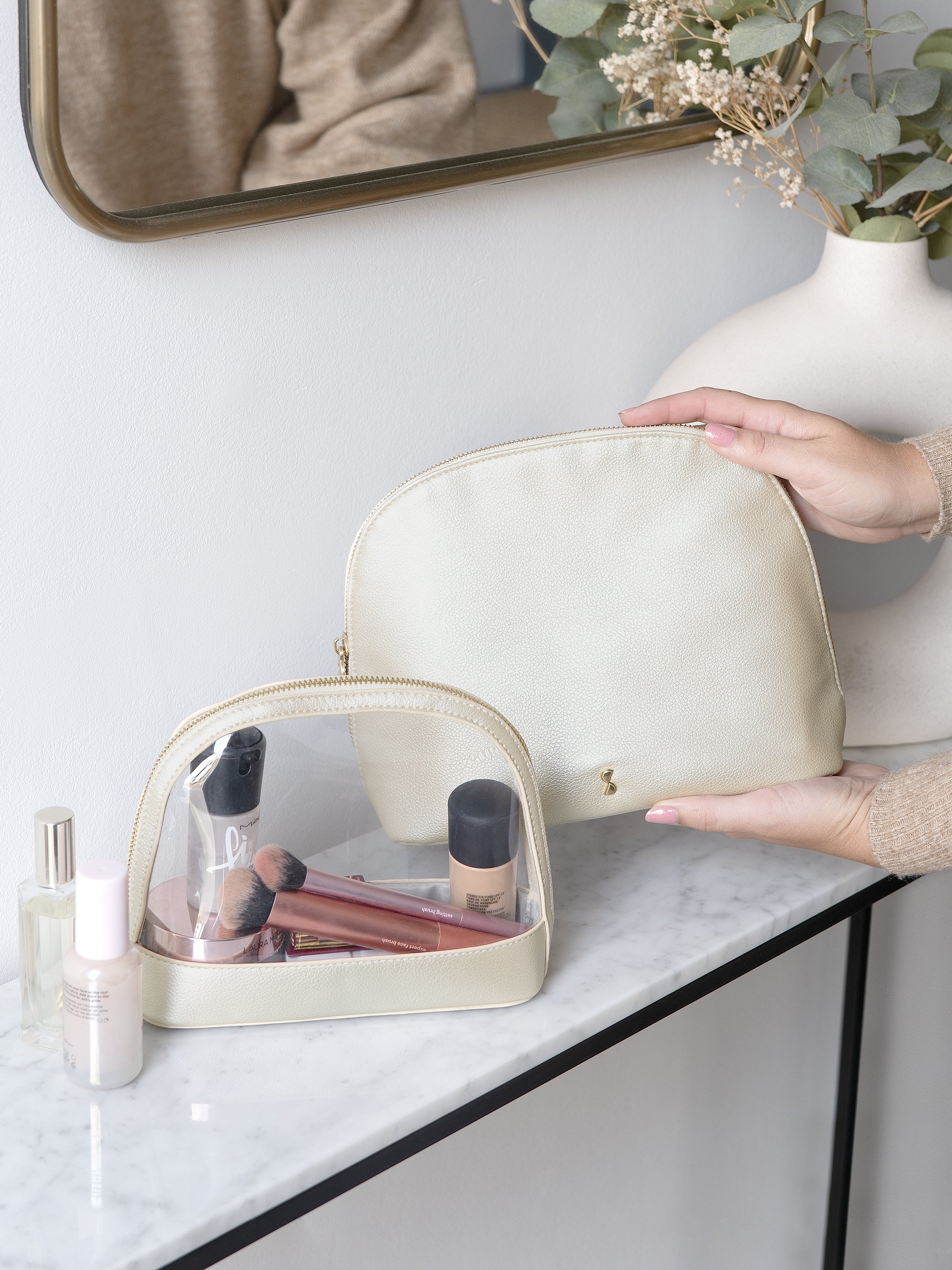 Stackers lot de deux trousses à maquillage Nacre